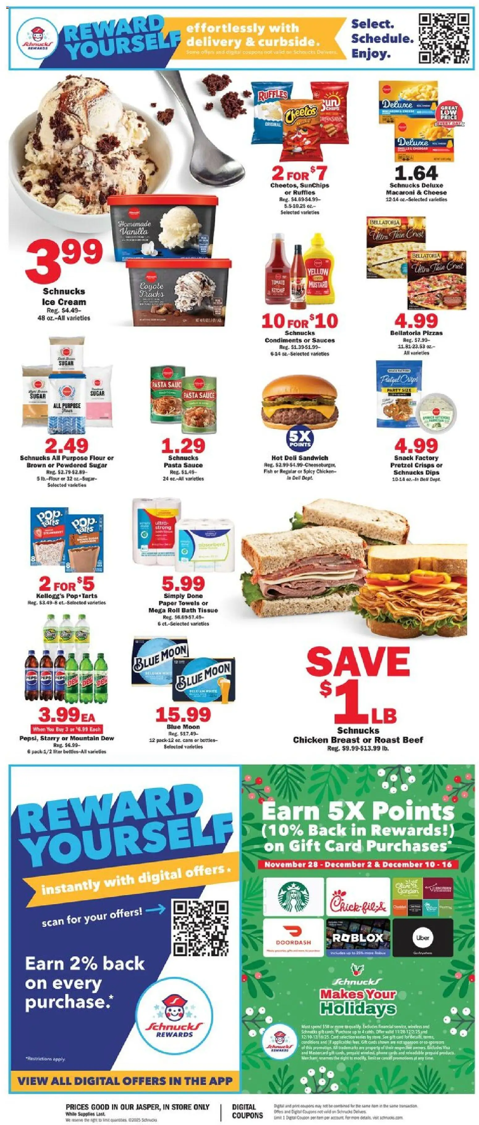 Schnucks Ad - valid from 28.11.2025 | Page: 2 | Products: Bath, Beef, Cream, Ice cream
