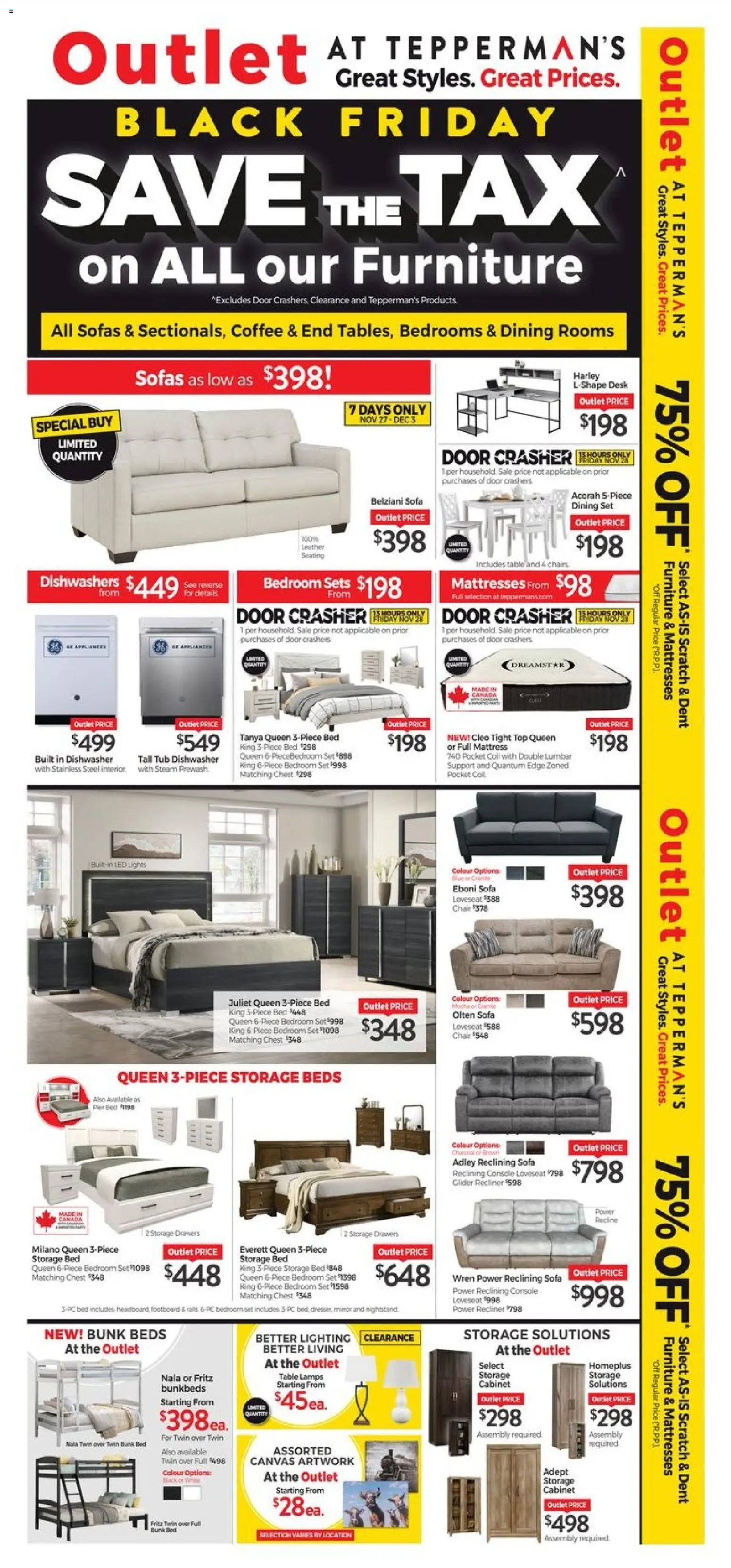 Tepperman's flyer valid from 27.11.2025 | Page: 1 | Products: Bed, Sofa, Chair, Coffee
