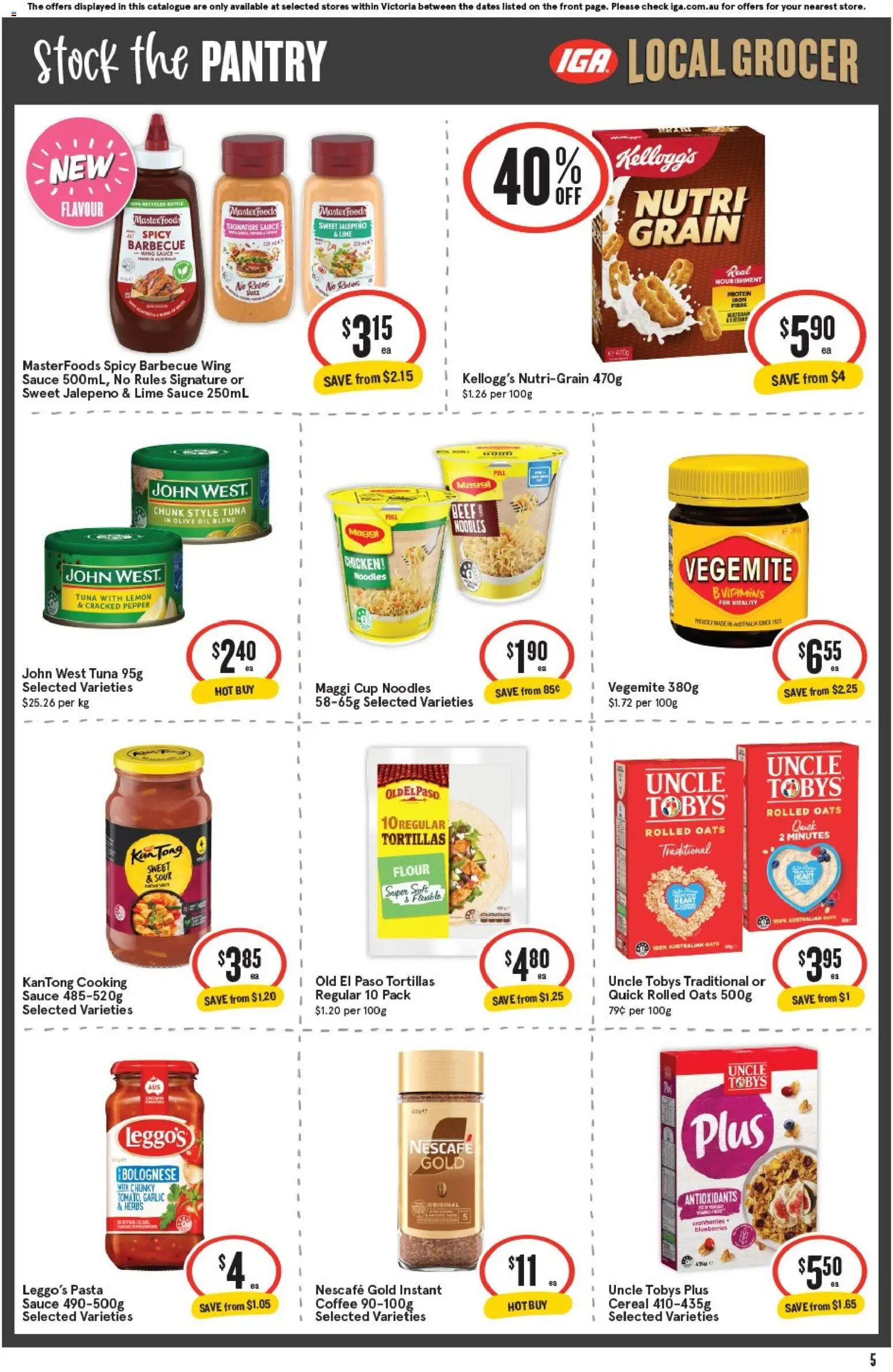 IGA catalogue - valid from 29.10.2025 | Page: 5 | Products: Noodles, Olive oil, Pepper, Iron