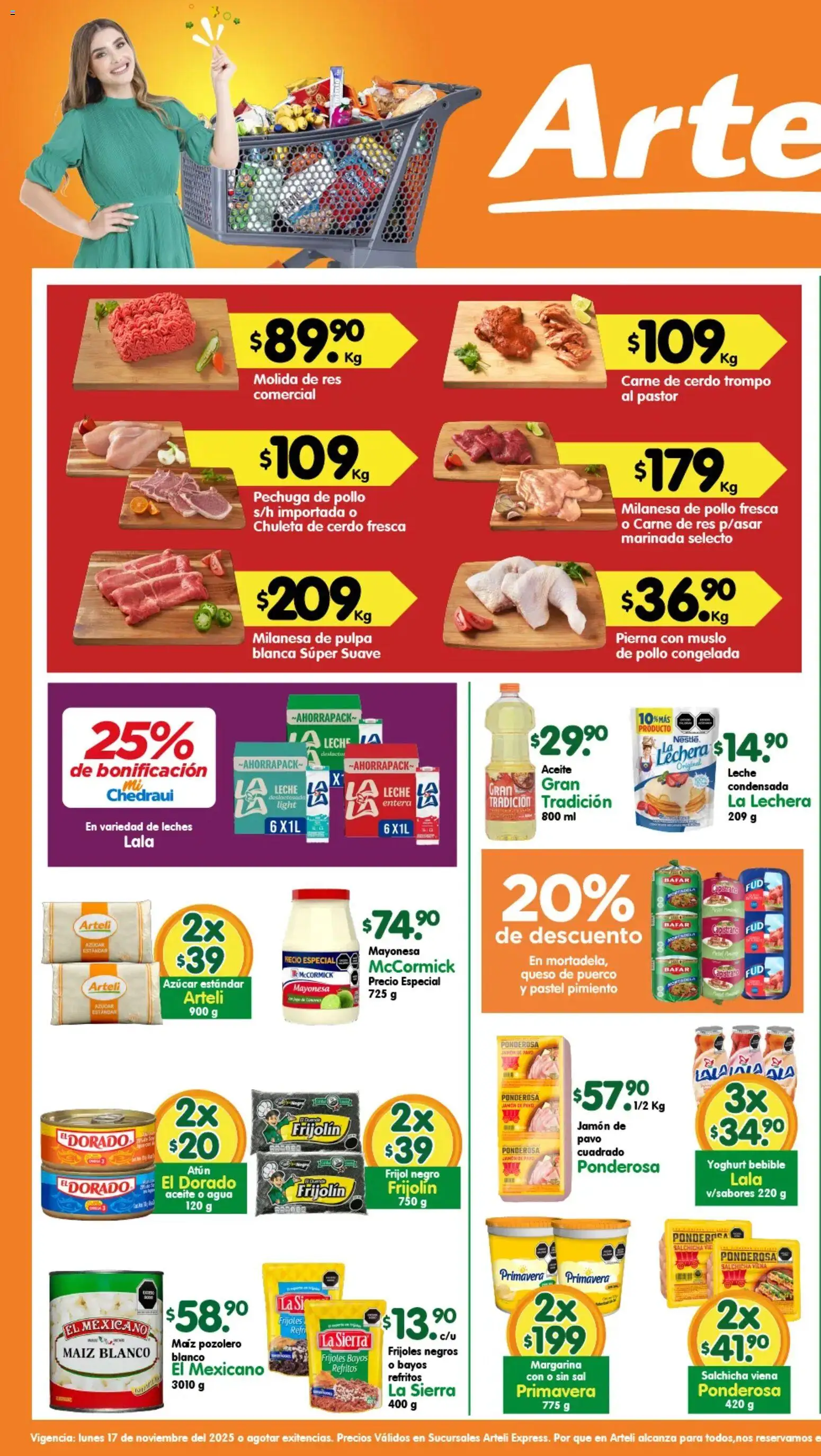 Nuevas ofertas de Arteli válidas en toda la República Mexicana desde el 17.11.2025. ¡Encuentra las mejores ofertas en Arteli folleto Express! | Página: 1 | Productos: Aceite, Pastel, Jamón, Pimiento