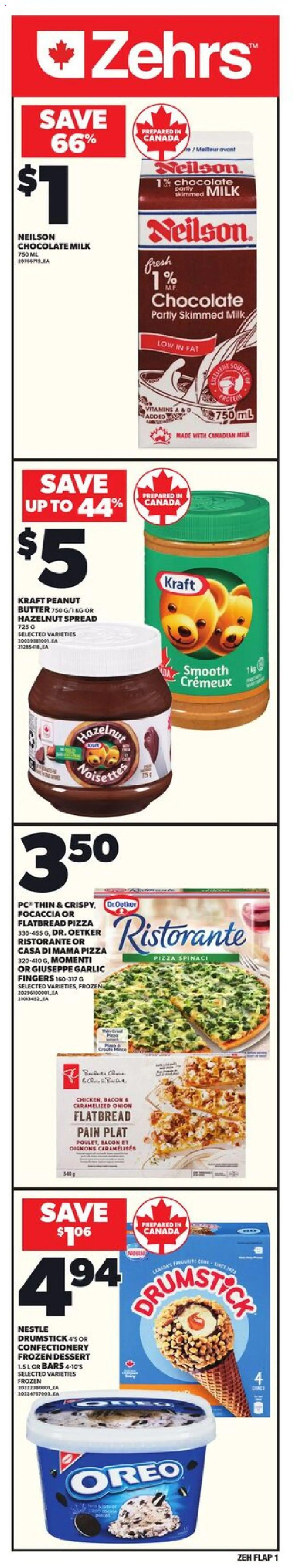 Zehrs flyer valid from 11.09.2025 | Page: 1 | Products: Milk, Butter, Chocolate, Pizza