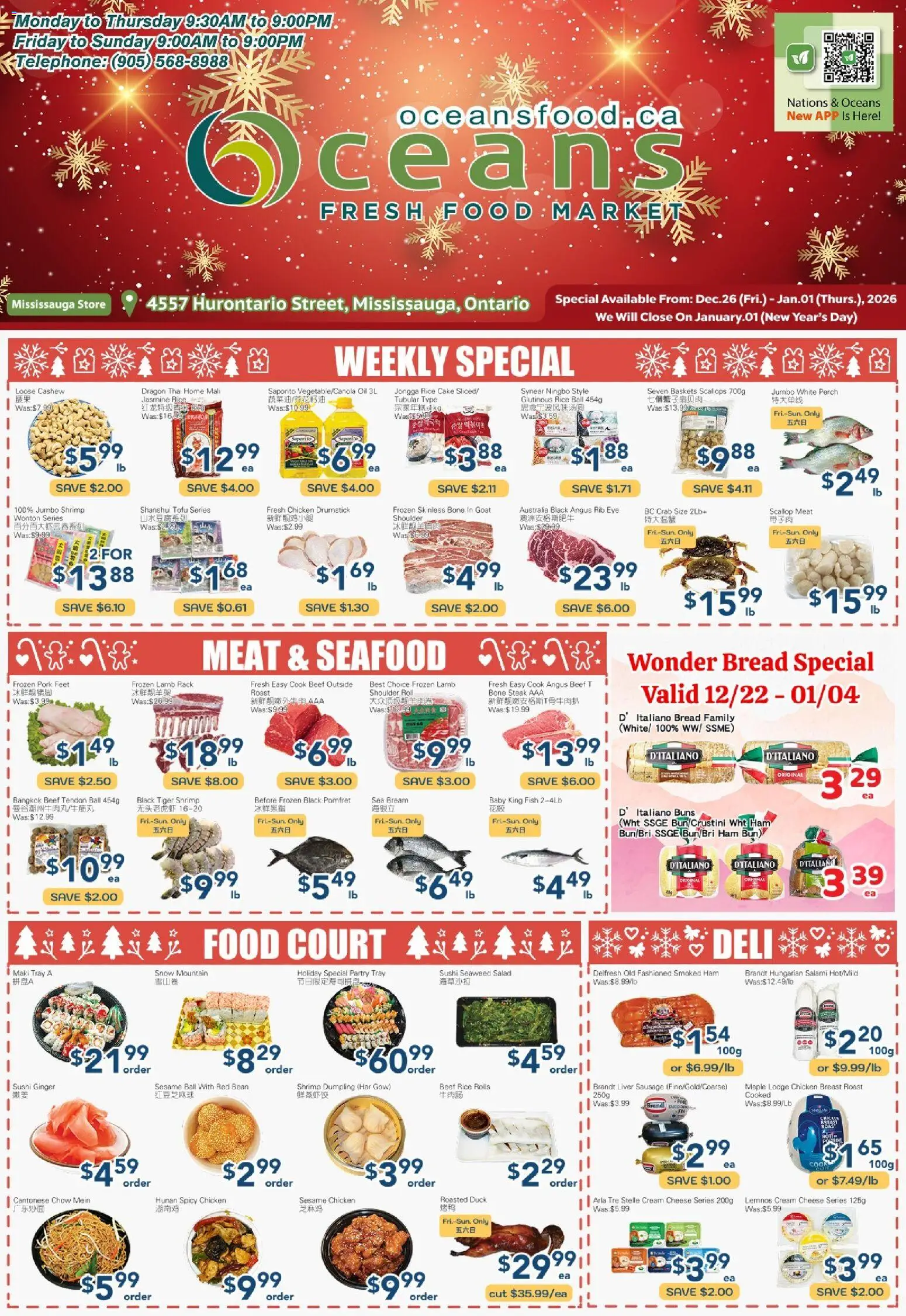 Oceans flyer valid from 26.12.2025 | Page: 1 | Products: Fish, Salad, Cheese, Bread