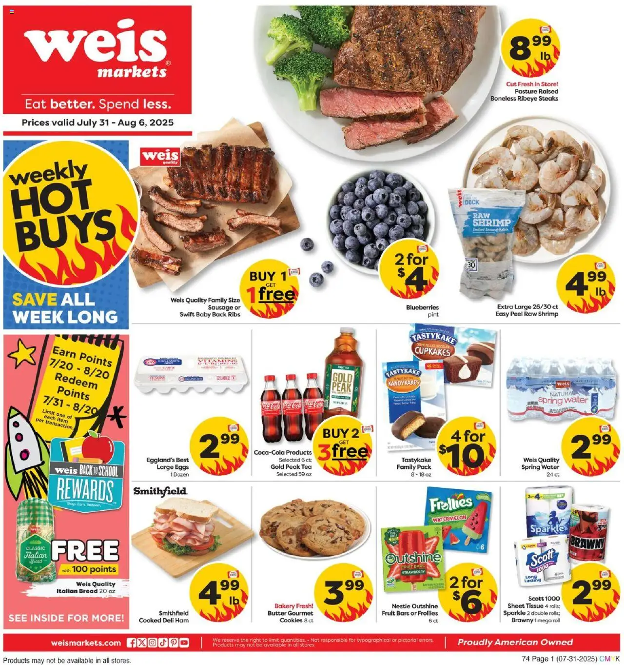 Weis Weekly Circular - DE - valid from 31.07.2025 | Page: 1 | Products: Bakery, Eggs, Bread, Cookies
