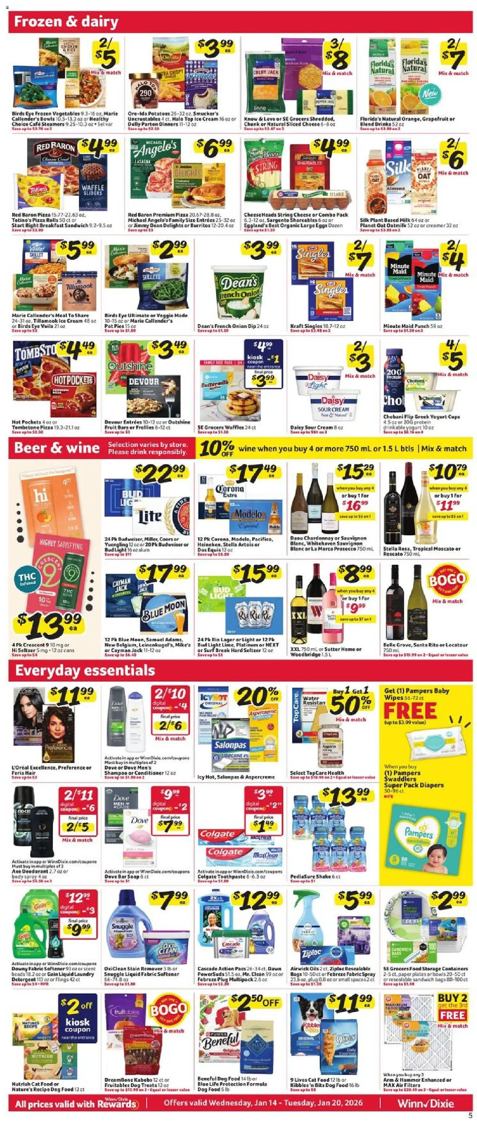 Winn Dixie Weekly Ad - valid from 14.01.2026 | Page: 5 | Products: Sour cream, Detergent, Ice cream, Potatoes
