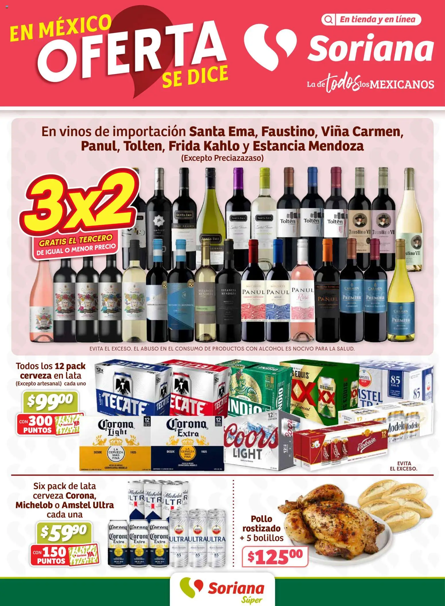 Nuevas ofertas de Soriana válidas en toda la República Mexicana desde el 08.01.2026. ¡Encuentra las mejores ofertas en Soriana - Fin de Semana Súper: Tamaulipas (excepto Cd. Victoria y Tampico)! | Página: 1 | Productos: Pollo, Cerveza