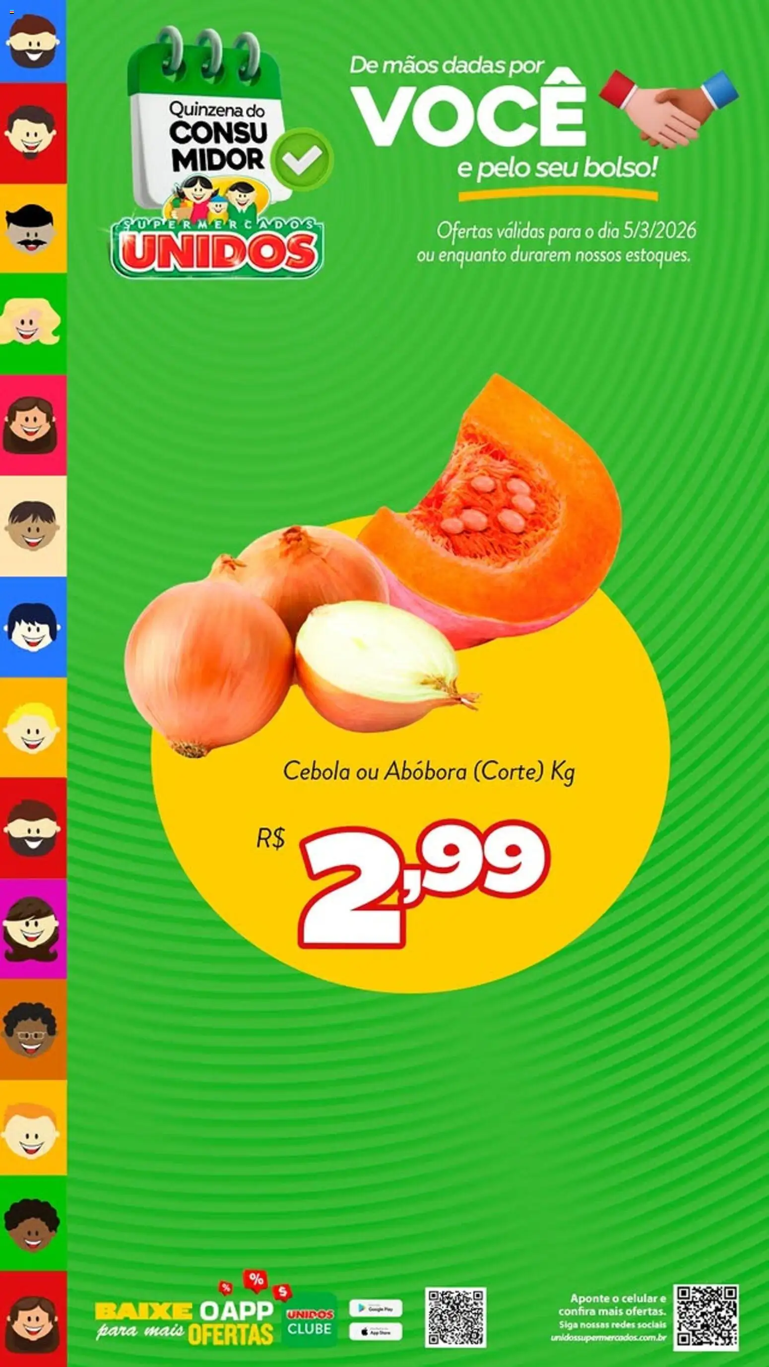 Supermercados Unidos Folheto - válido de 05.03.2026 | Página: 1 | Produtos: Abóbora, Cebola, Celular