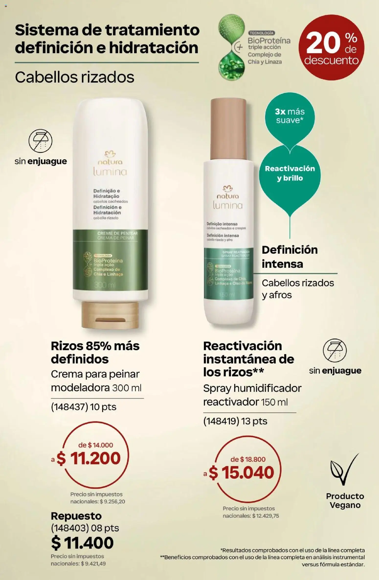 Natura Catálogo Ciclo 4/2026 │ válido desde el 01.04.2026 | Página: 248 | Productos: Humidificador, Crema de peinar, Brillo, Crema
