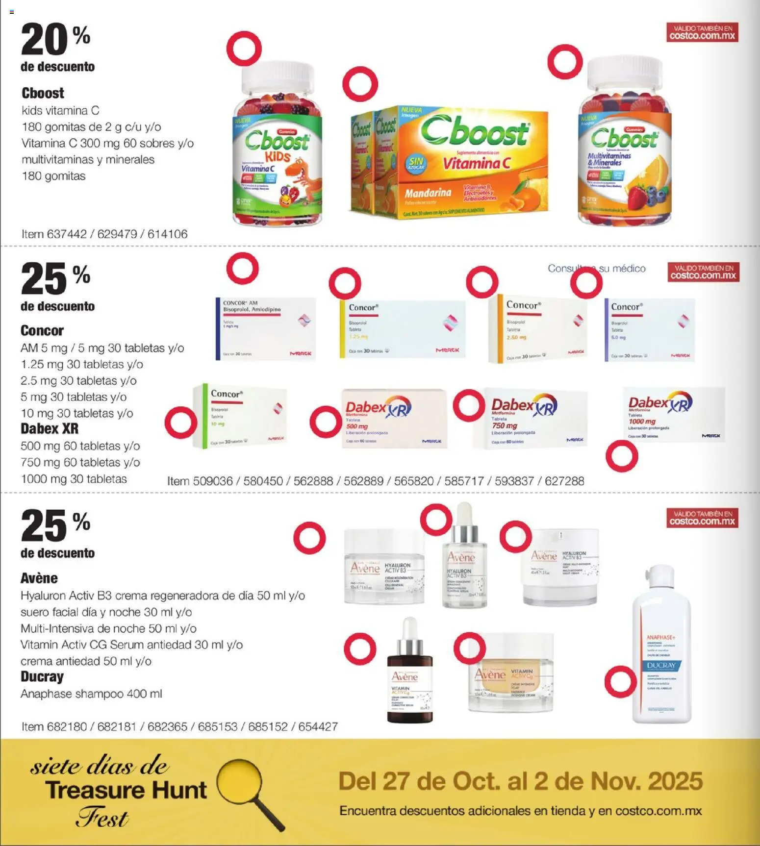 Nuevas ofertas de Costco válidas en toda la República Mexicana desde el 27.10.2025. ¡Encuentra las mejores ofertas en Costco catálogo Siete días de Treasure Hunt Fest! | Página: 6 | Productos: Crema, Polvo, Tableta, Gomitas
