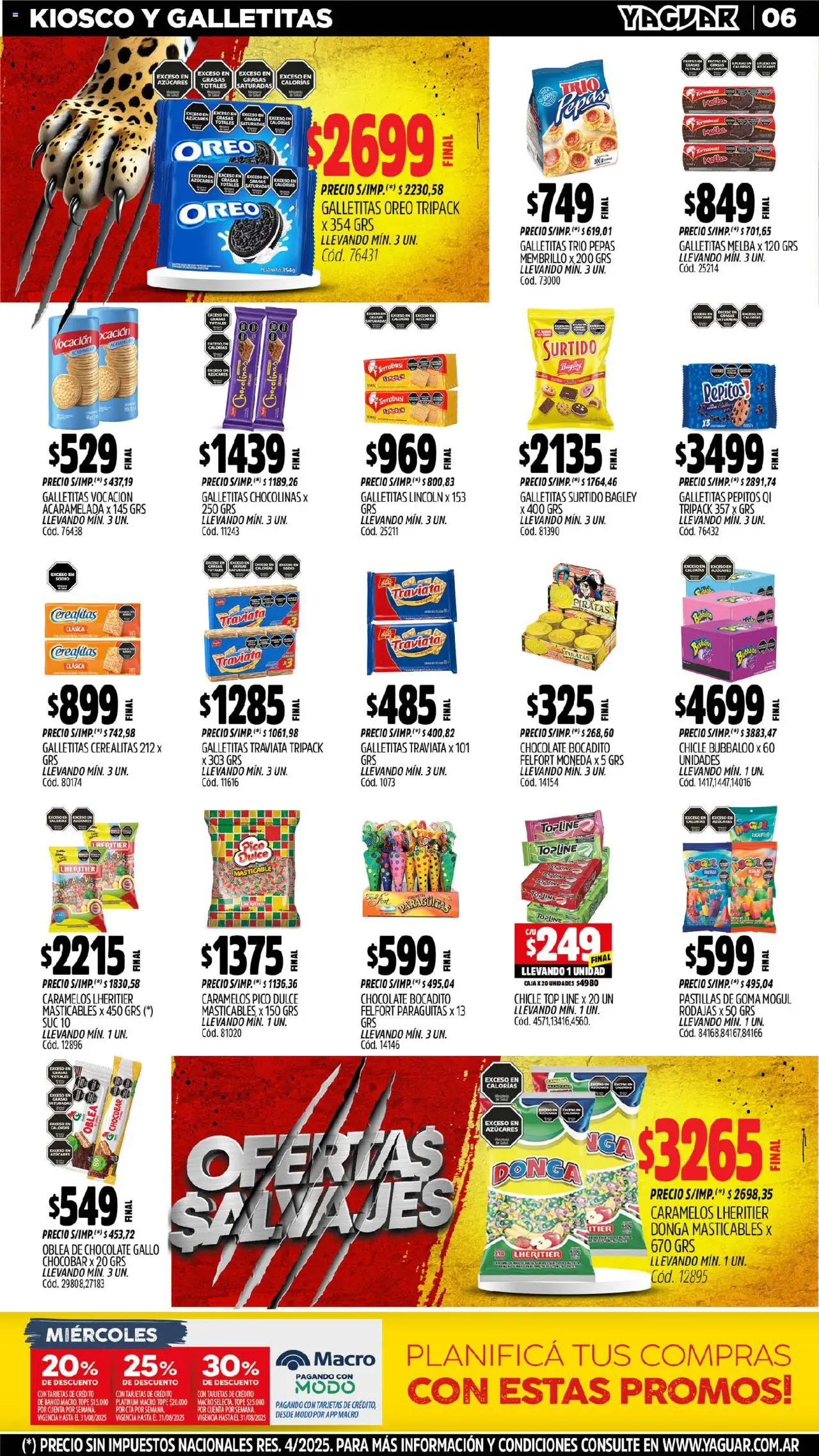 Yaguar - General Roca │ válido desde el 11.08.2025 | Página: 6 | Productos: Pico, Galletitas, Caja, Chocolate