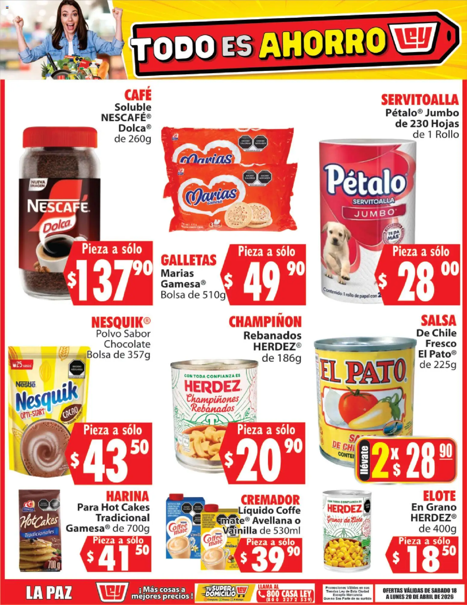 Nuevas ofertas de Casa Ley válidas en toda la República Mexicana desde el 18.04.2026. ¡Encuentra las mejores ofertas en Casa Ley folleto Todo es ahorro! | Página: 2 | Productos: Café, Chocolate, Galletas, Cacao