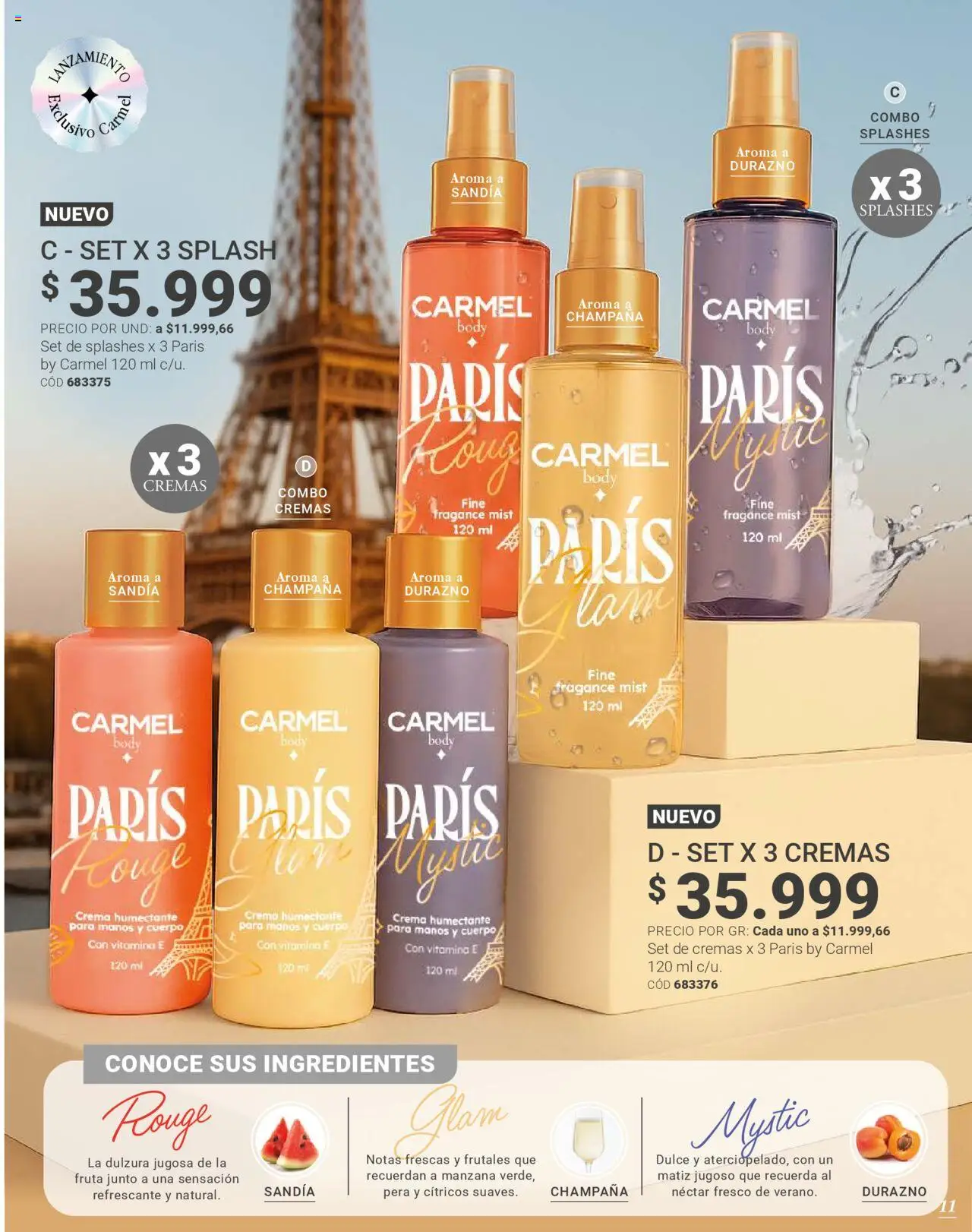 Carmel revista - valida desde el 08.09.2025 | Página: 11 | Productos: Crema, Body, Durazno, Pera