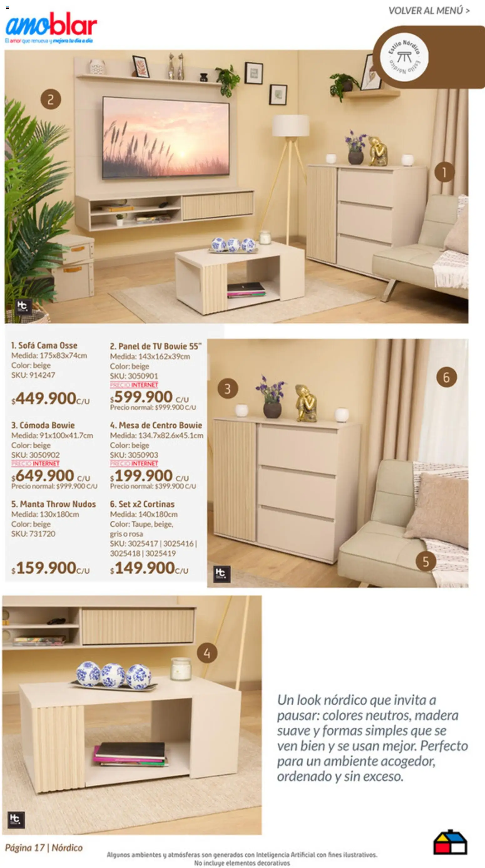Homecenter revista - valida desde el 22.01.2026 | Página: 17 | Productos: Sofá, Mesa de centro, Cómoda, Cortinas