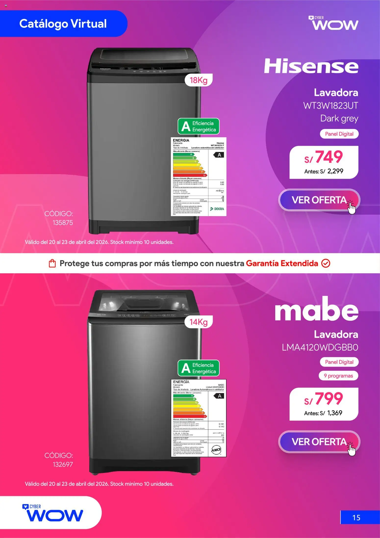 Catálogo Hiraoka válido desde 20.04.2026 | Página: 16 | Productos: Lavadora