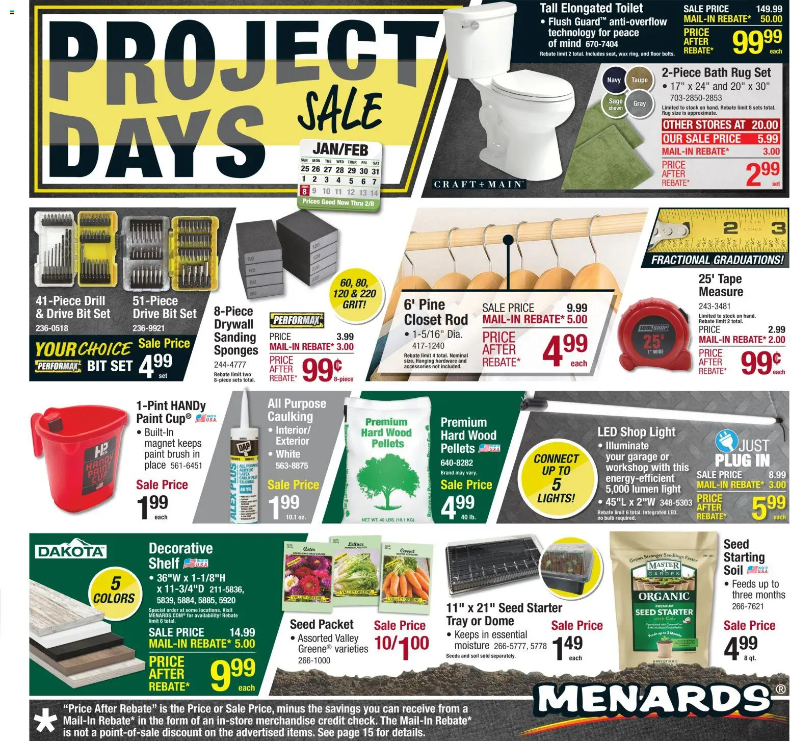 Menards Ad - valid from 25.01.2026 | Page: 1 | Products: Shelf, Closet, Starter, Rod