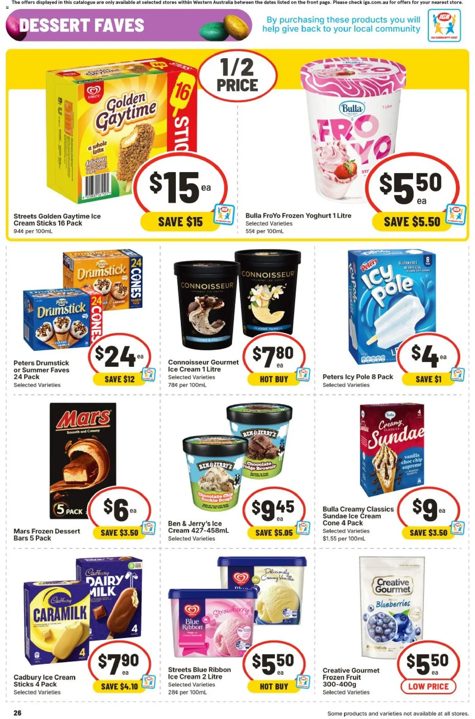 IGA catalogue - valid from 25.03.2026 | Page: 26 | Products: Milk, Chocolate, Ice cream, Blueberries