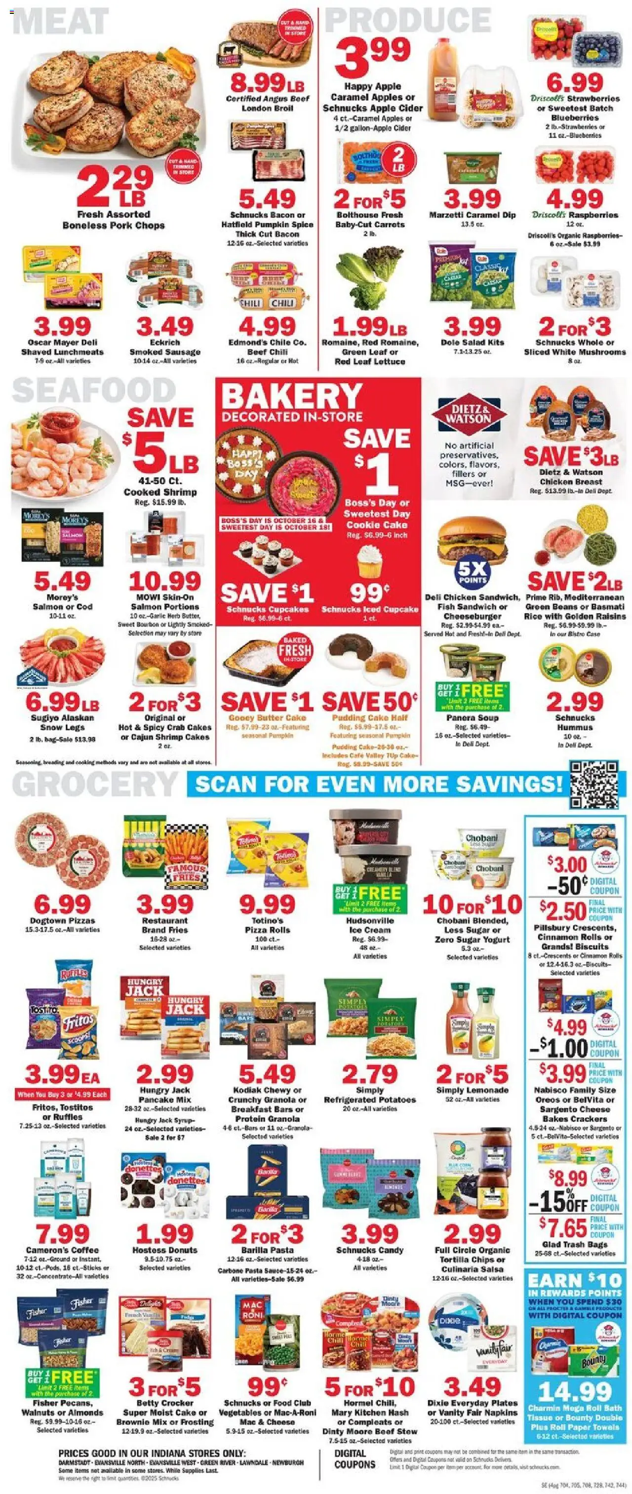 Schnucks Weekly Print Ad - IN - valid from 15.10.2025 | Page: 4 | Products: Lettuce, Cheese, Sugar, Blueberries