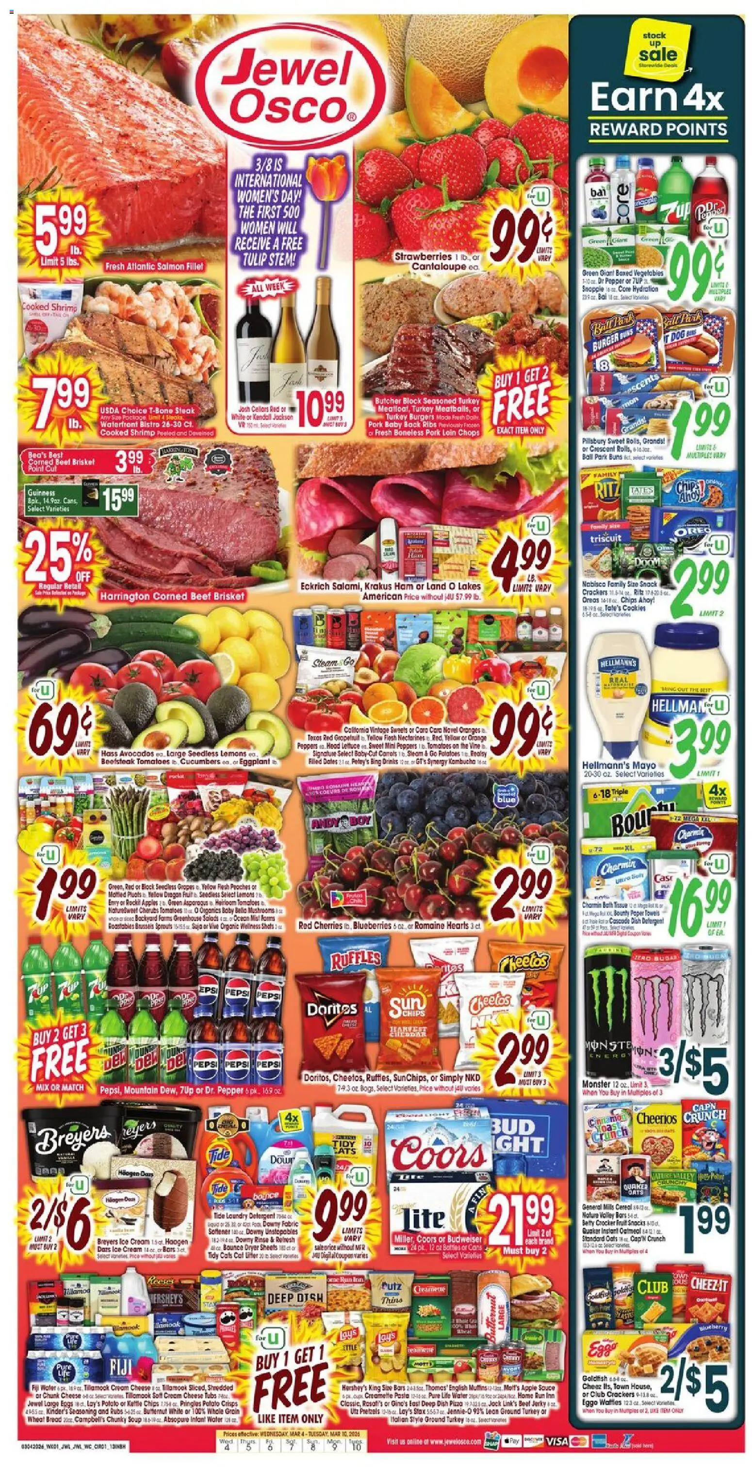 Jewel Osco Weekly Ad - IN - valid from 04.03.2026 | Page: 1 | Products: Tomatoes, Chips, Water, Case