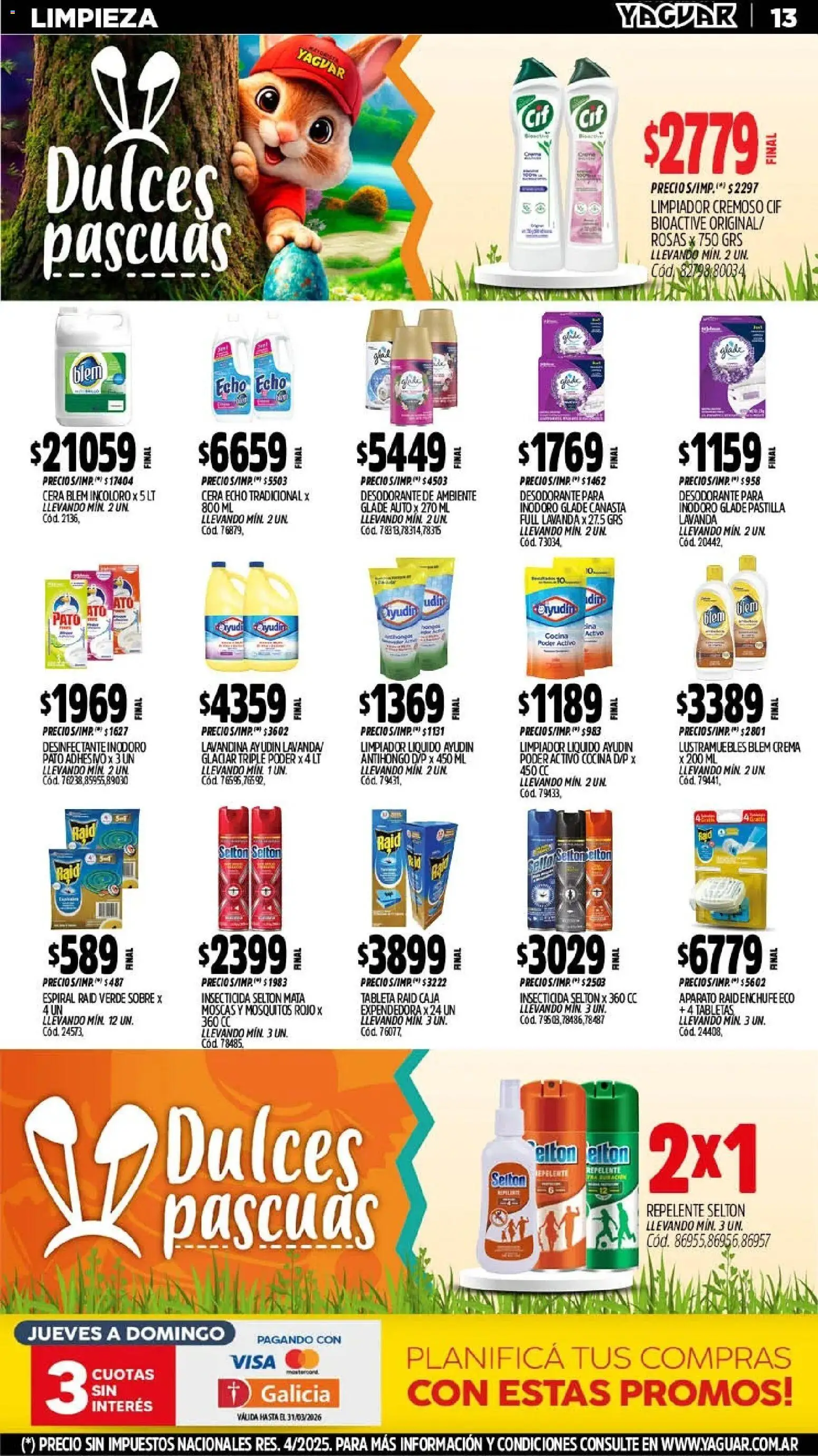 Yaguar - Oferta Semanal Misiones │ válido desde el 23.03.2026 | Página: 13 | Productos: Lustramuebles, Enchufe, Inodoro, Cera