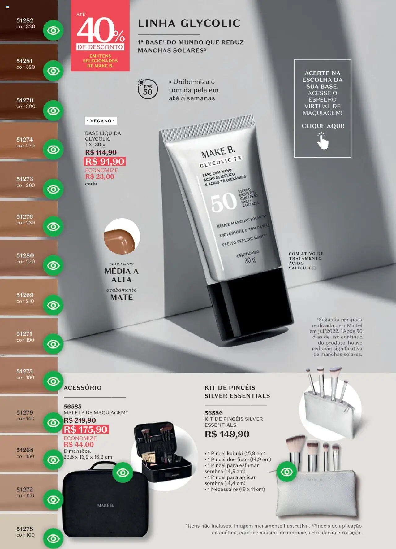 O Boticário Folheto - válido de 11.08.2025 | Página: 121 | Produtos: Maquiagem, Necessaire, Espelho, Base