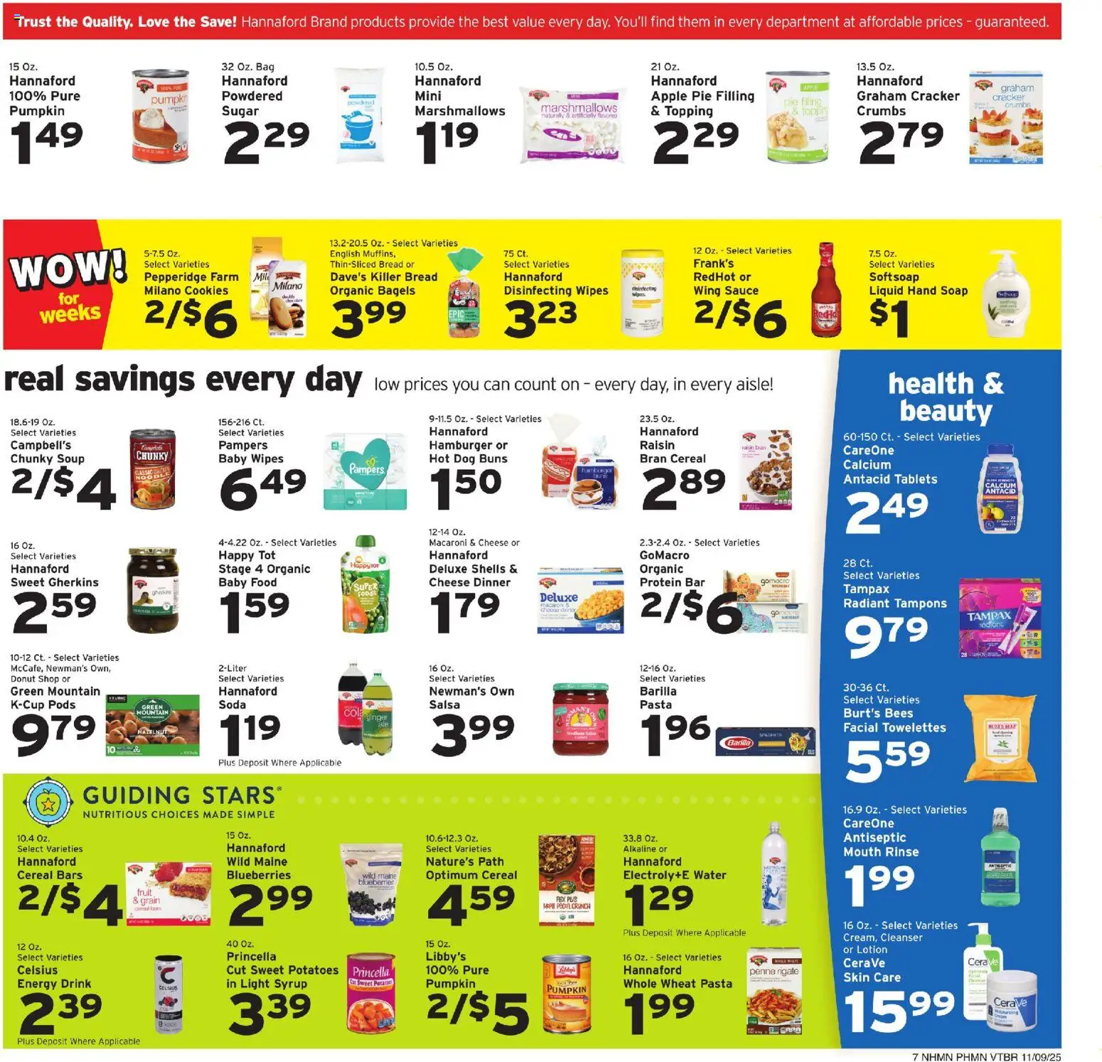 Hannaford Weekly Ad - valid from 09.11.2025 | Page: 7 | Products: Soap, Mouth Rinse, Pasta, Bag