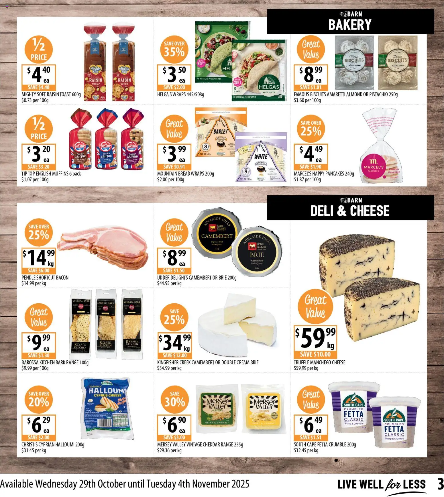 Supabarn catalogue - valid from 29.10.2025 | Page: 3 | Products: Bacon, Bread, Muffins, Cream