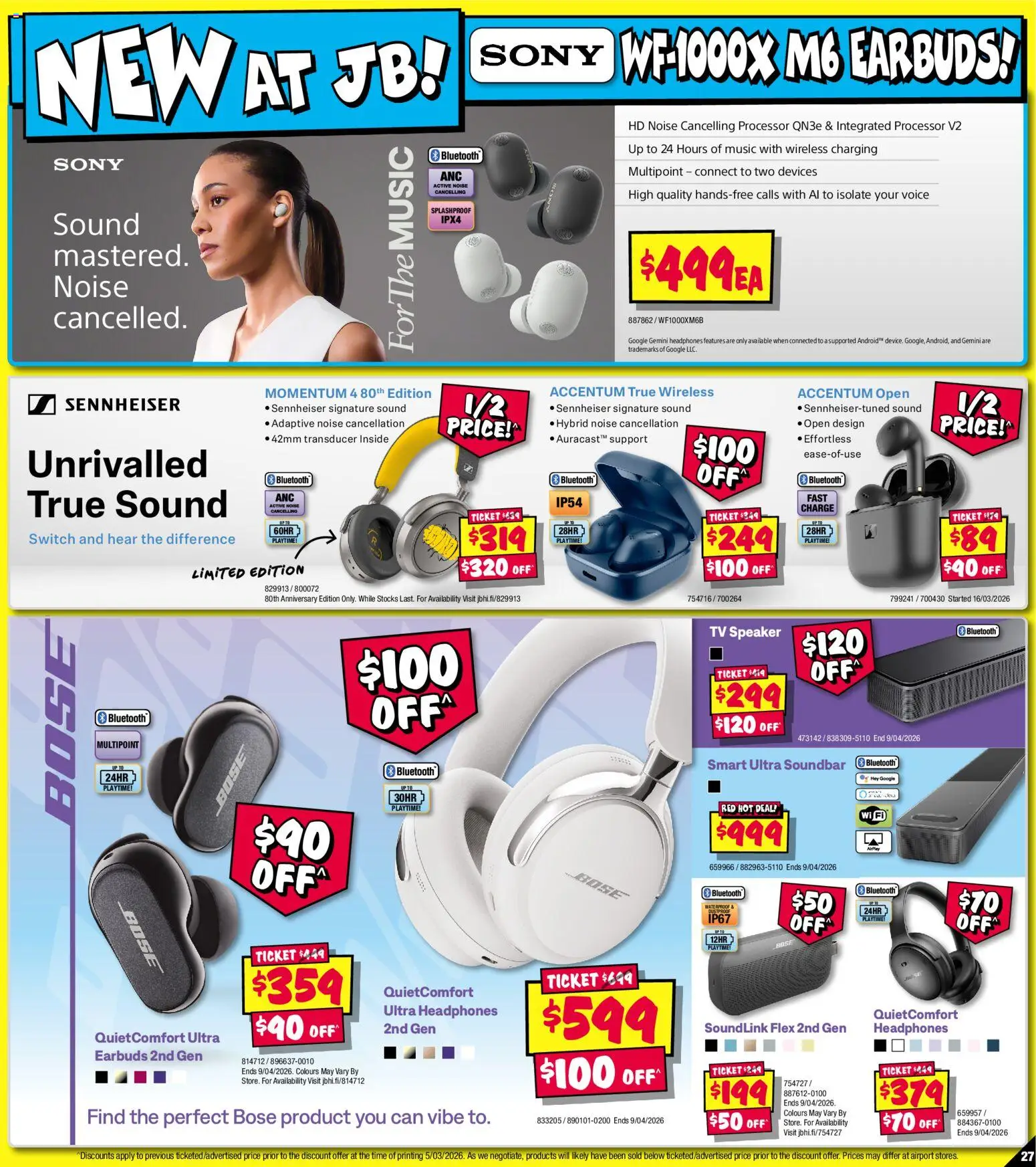 JB Hi-Fi catalogue - valid from 19.03.2026 | Page: 27 | Products: Tv, Headphones, Speaker