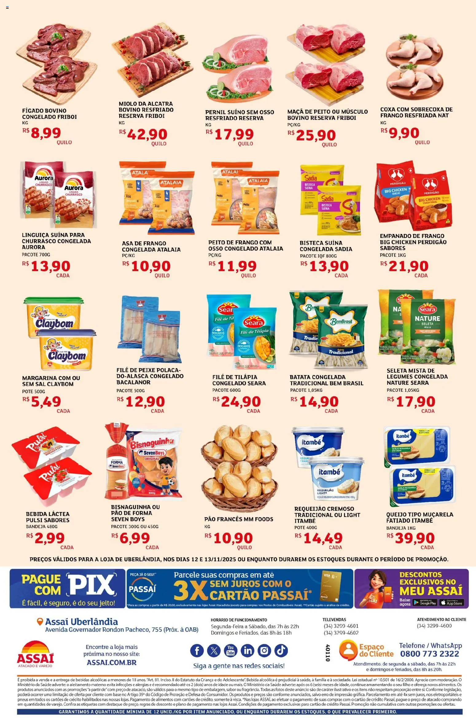 Assaí Atacadista Folheto - válido de 12.11.2025 | Página: 2 | Produtos: Muçarela, Bandeja, Frango, Mussarela