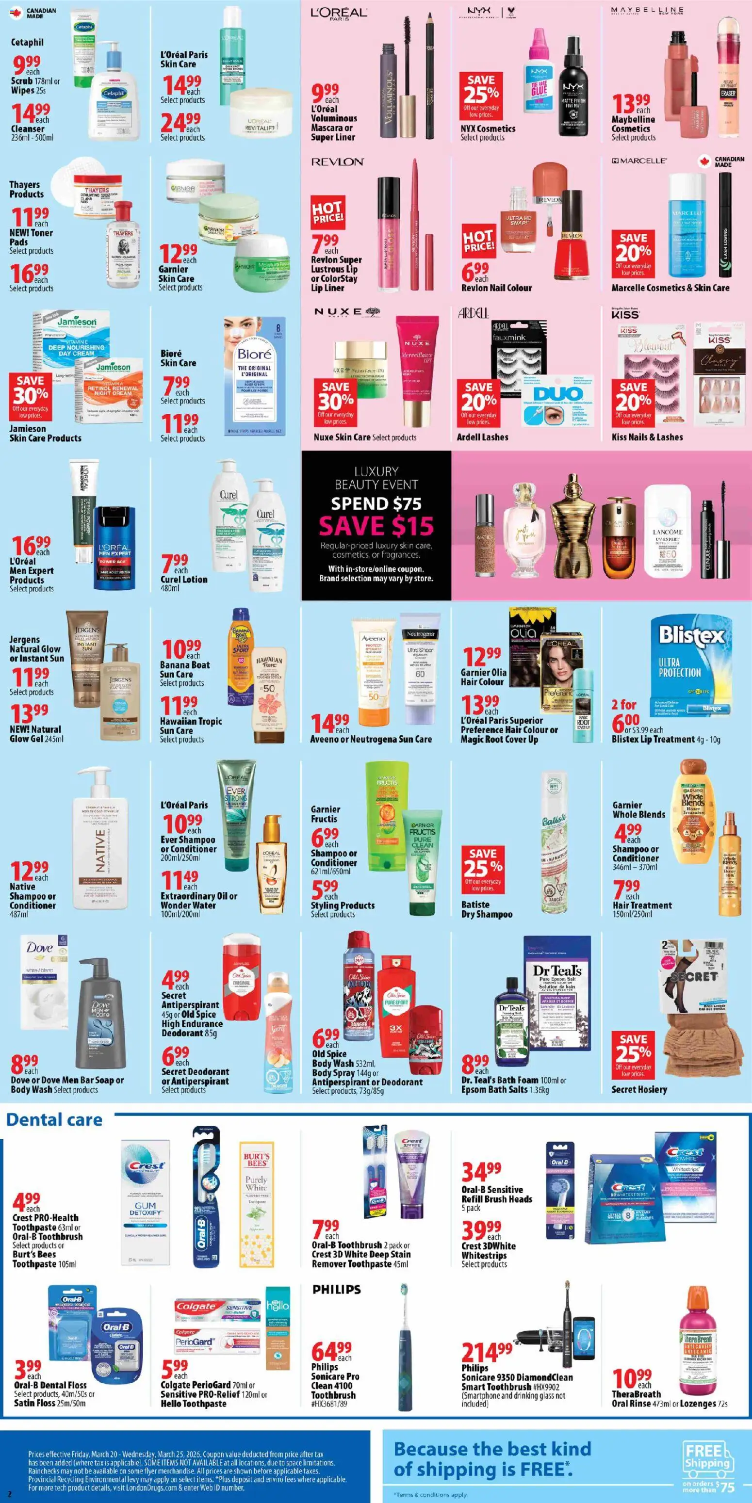 London Drugs weekly flyer / circulaire flyer valid from 20.03.2026 | Page: 2 | Products: Soap, Deodorant, Bath, Oil