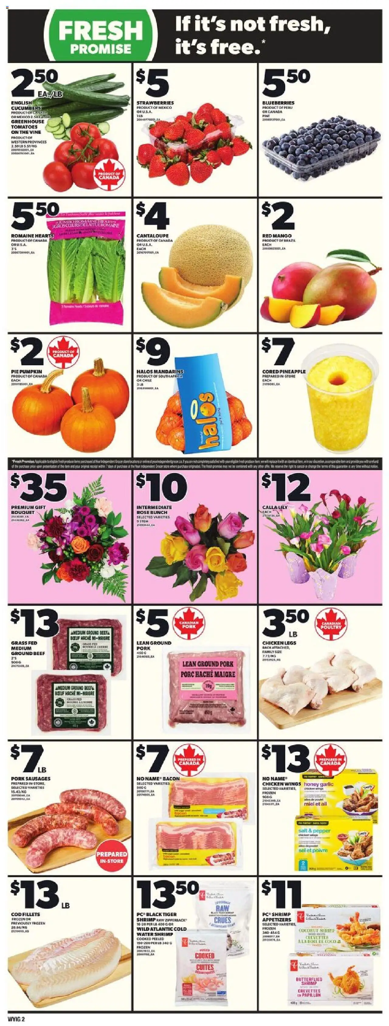 Independent Grocer flyer valid from 18.09.2025 | Page: 5 | Products: Cucumbers, Pumpkin, Pork, Tomatoes