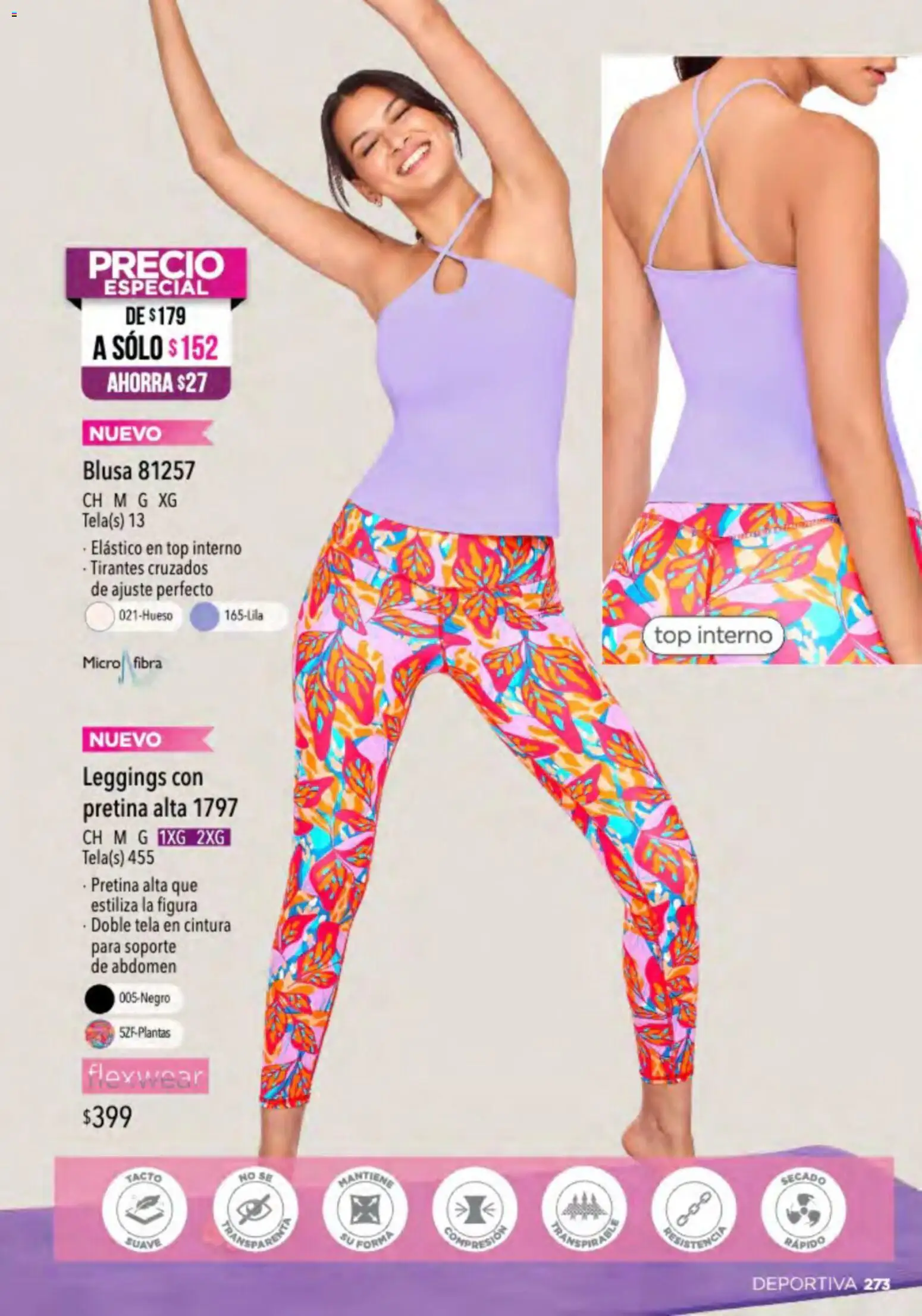 Nuevas ofertas de Ilusión válidas en toda la República Mexicana desde el 01.03.2026. ¡Encuentra las mejores ofertas en Ilusión catálogo Primavera! | Página: 275 | Productos: Blusa, Leggings, Top, Tirantes