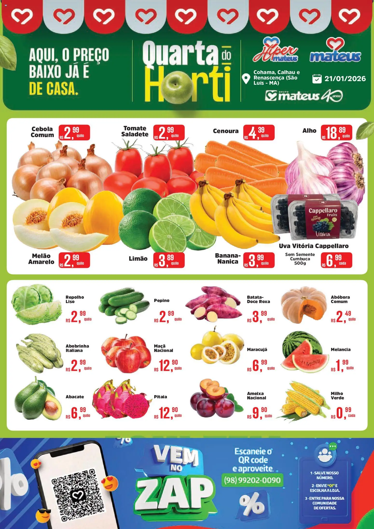 Mateus Folheto - válido de 21.01.2026 | Página: 1 | Produtos: Melancia, Alho, Cenoura, Ameixa