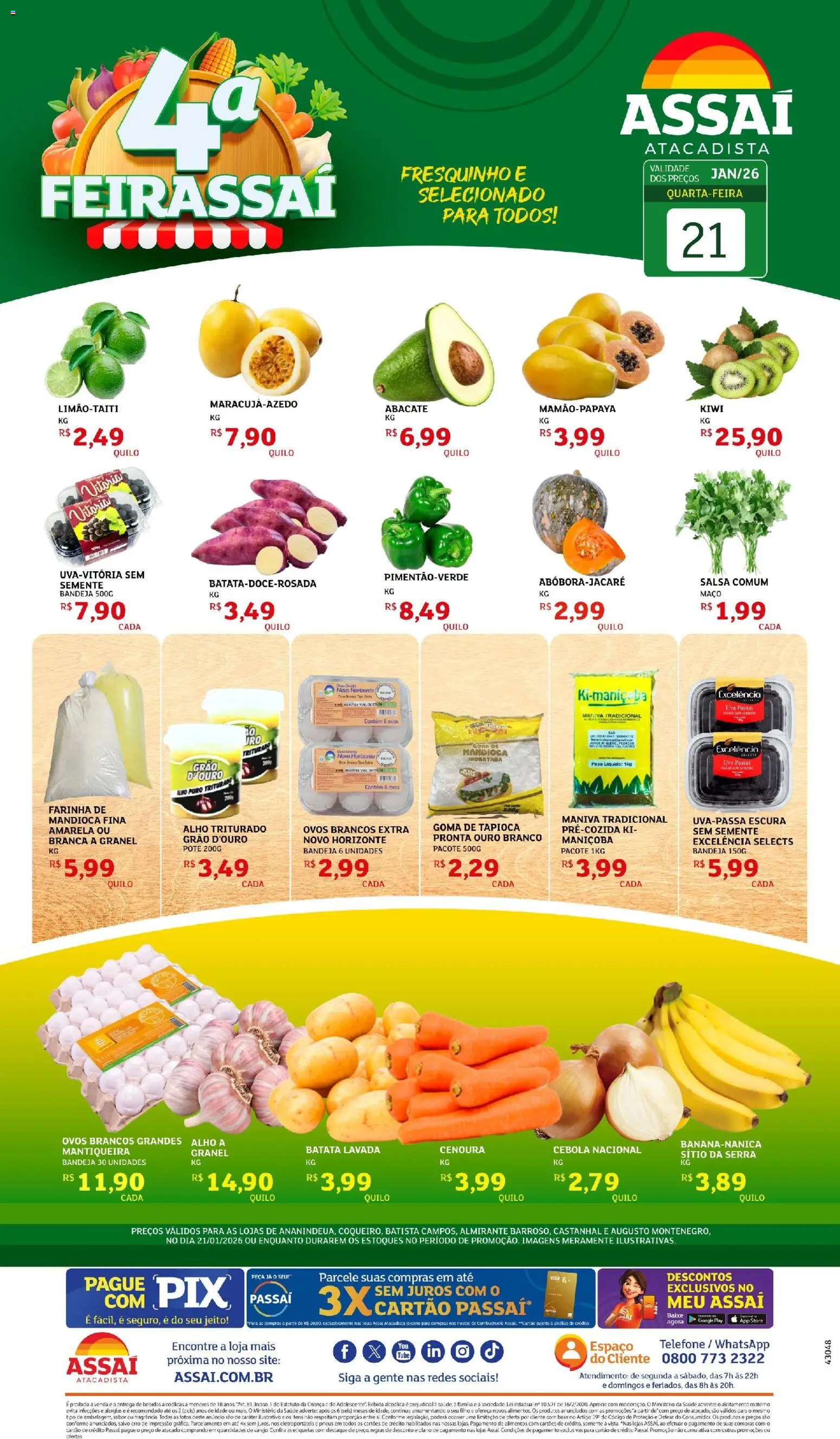Assaí Atacadista Folheto - válido de 21.01.2026 | Página: 1 | Produtos: Base, Kiwi, Bebida, Batata
