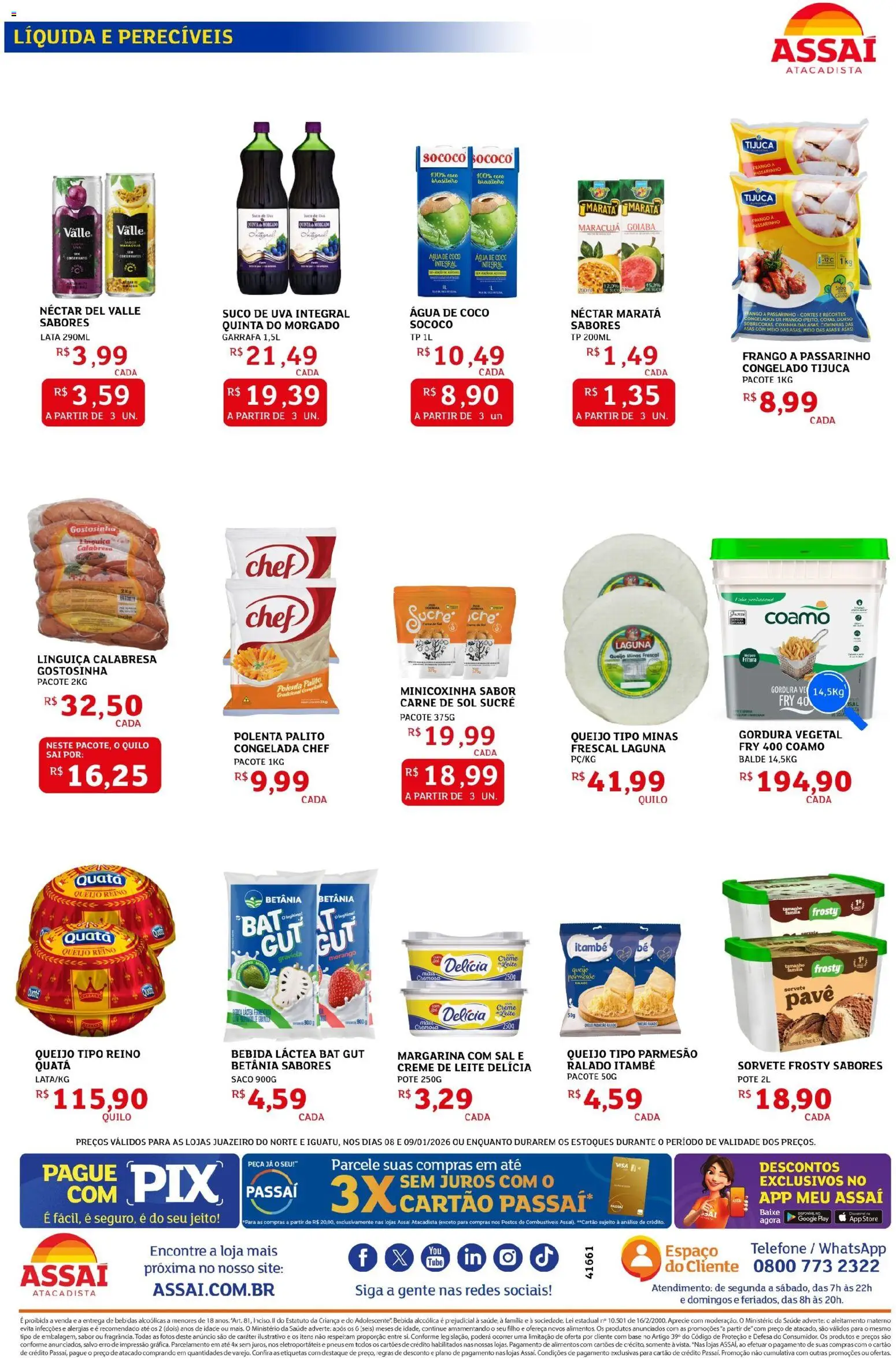 Assaí Atacadista Folheto - válido de 08.01.2026 | Página: 2 | Produtos: Goiaba, Linguiça, Carne, Frango