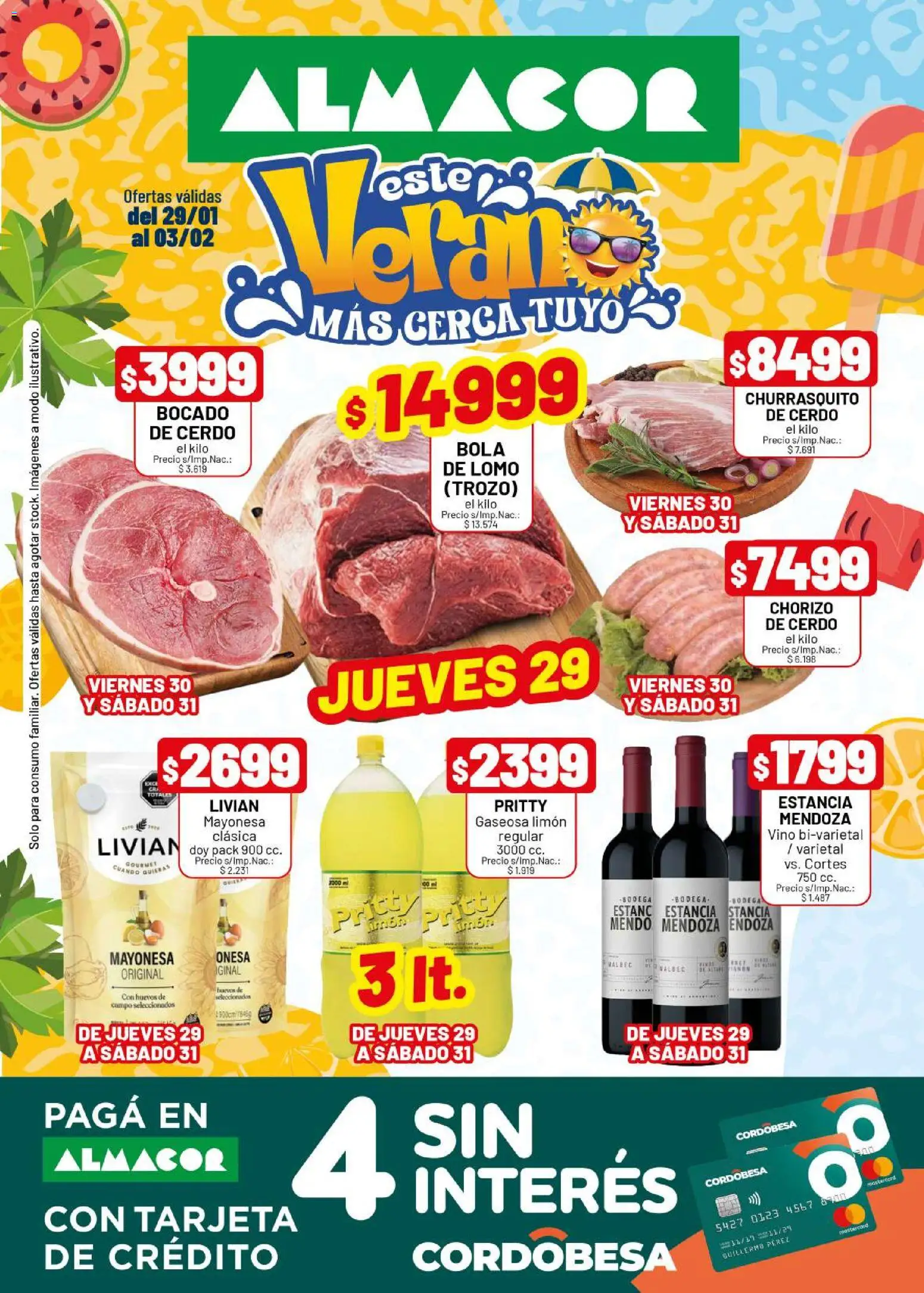 Almacor catálogo │ válido desde el 29.01.2026 | Página: 1 | Productos: Mayonesa, Gaseosa, Chorizo, Vino
