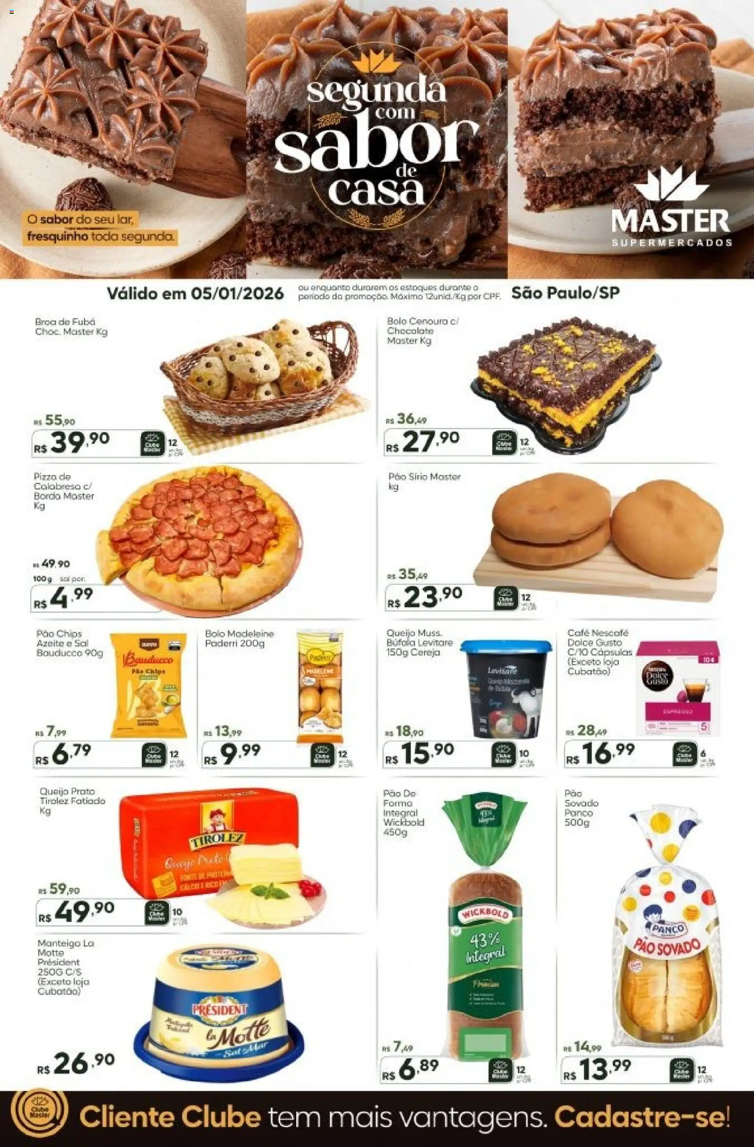 Master Folheto - válido de 05.01.2026 | Página: 1 | Produtos: Pão, Bolo, Pão de forma, Sal