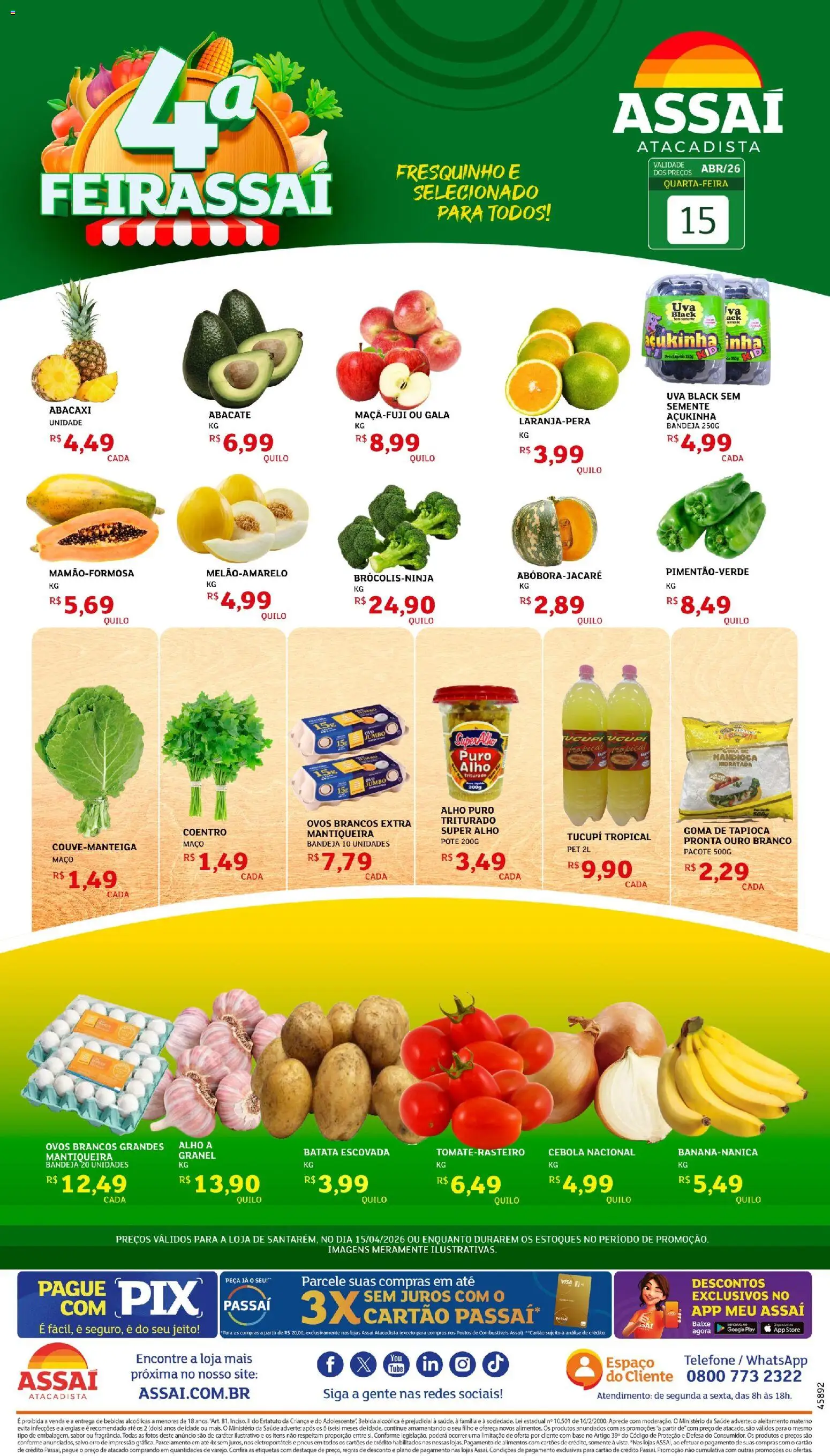 Assaí Atacadista Folheto - válido de 15.04.2026 | Página: 1 | Produtos: Alho, Cebola, Pneus, Base