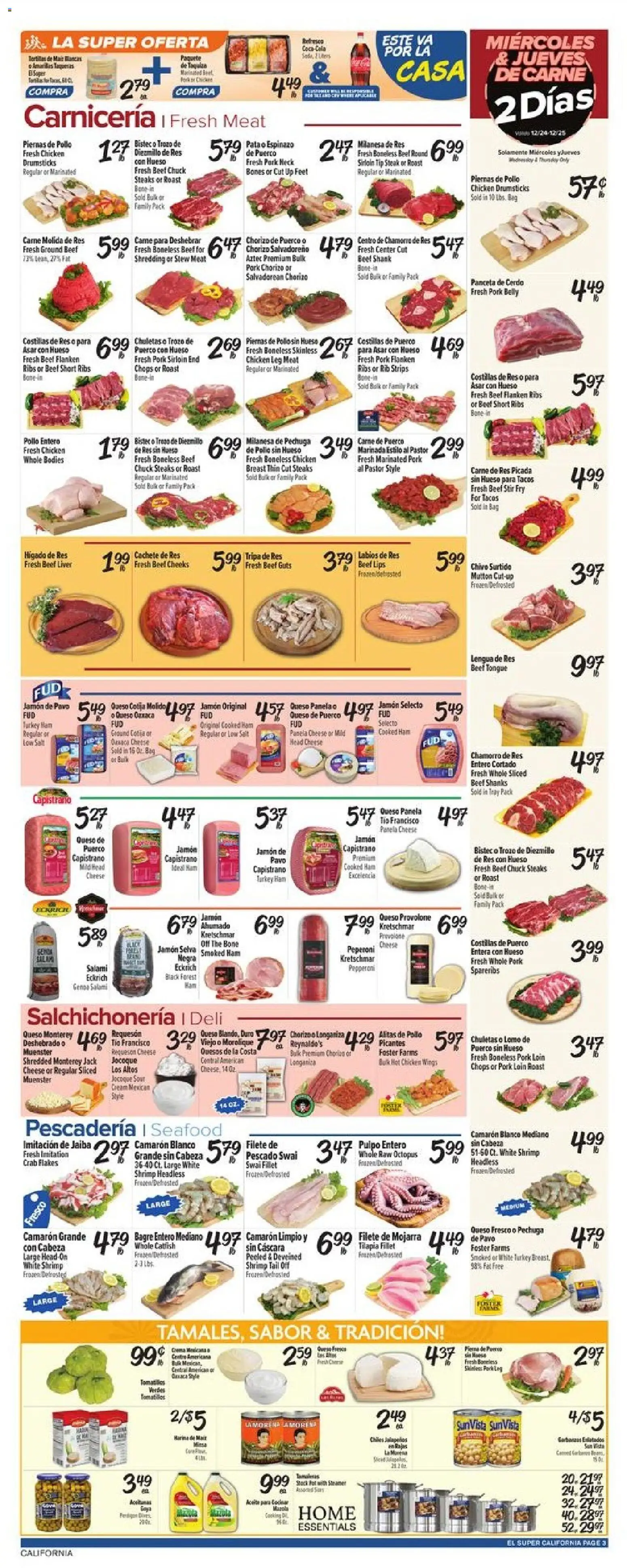 El Super Weekly Ad - CA - valid from 24.12.2025 | Page: 3 | Products: Cheese, Salami, Pork, Beef