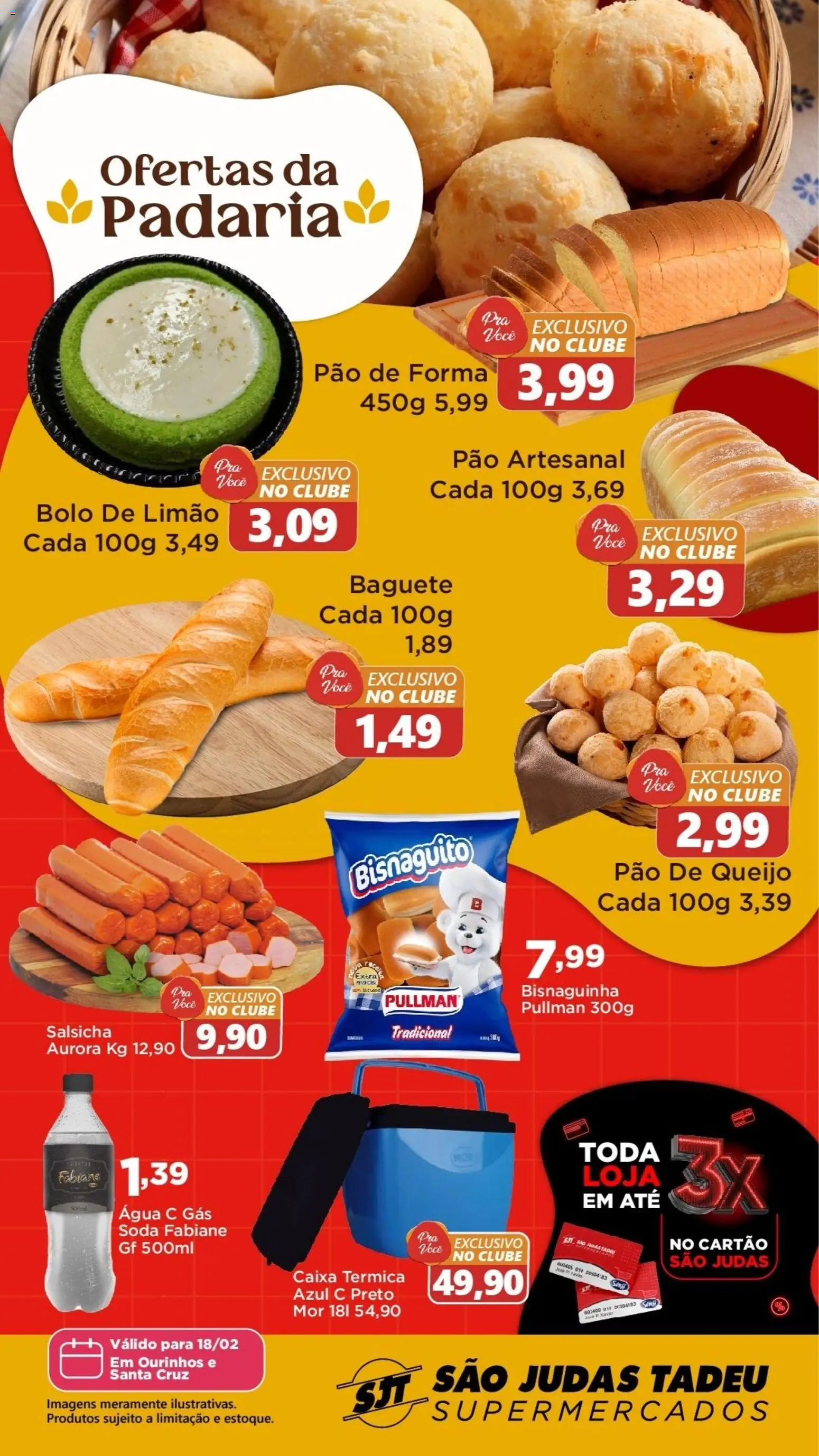 São Judas Tadeu Folheto - válido de 18.02.2026 | Página: 2 | Produtos: Salsicha, Caixa, Queijo, Pão