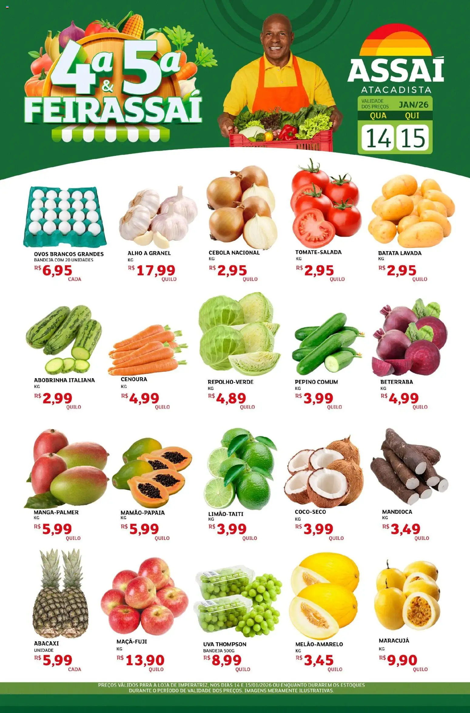 Assaí Atacadista Folheto - válido de 14.01.2026 | Página: 1 | Produtos: Beterraba, Mandioca, Abacaxi, Bandeja