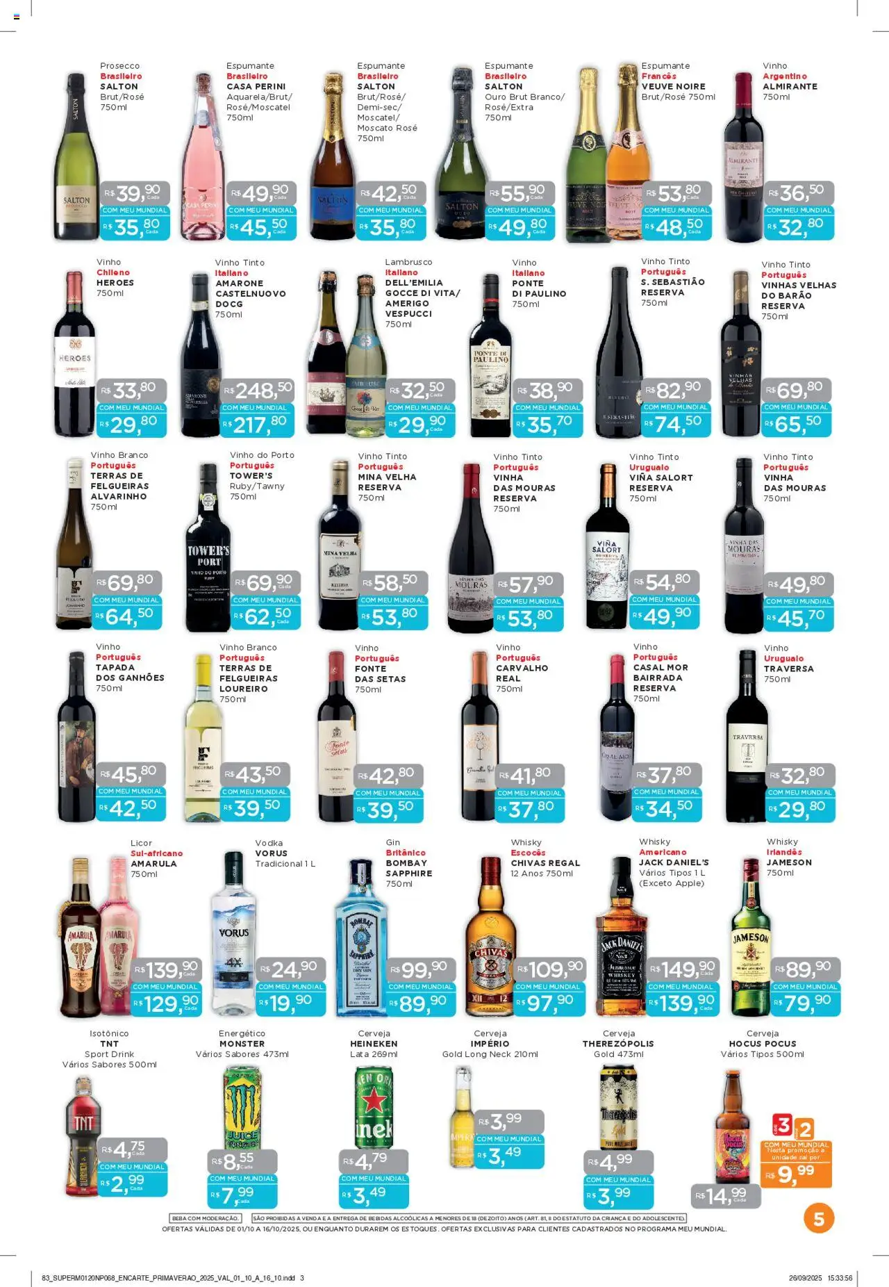 Mundial Folheto - válido de 01.10.2025 | Página: 5 | Produtos: Whisky, Vinho, Vodka, Isotônico