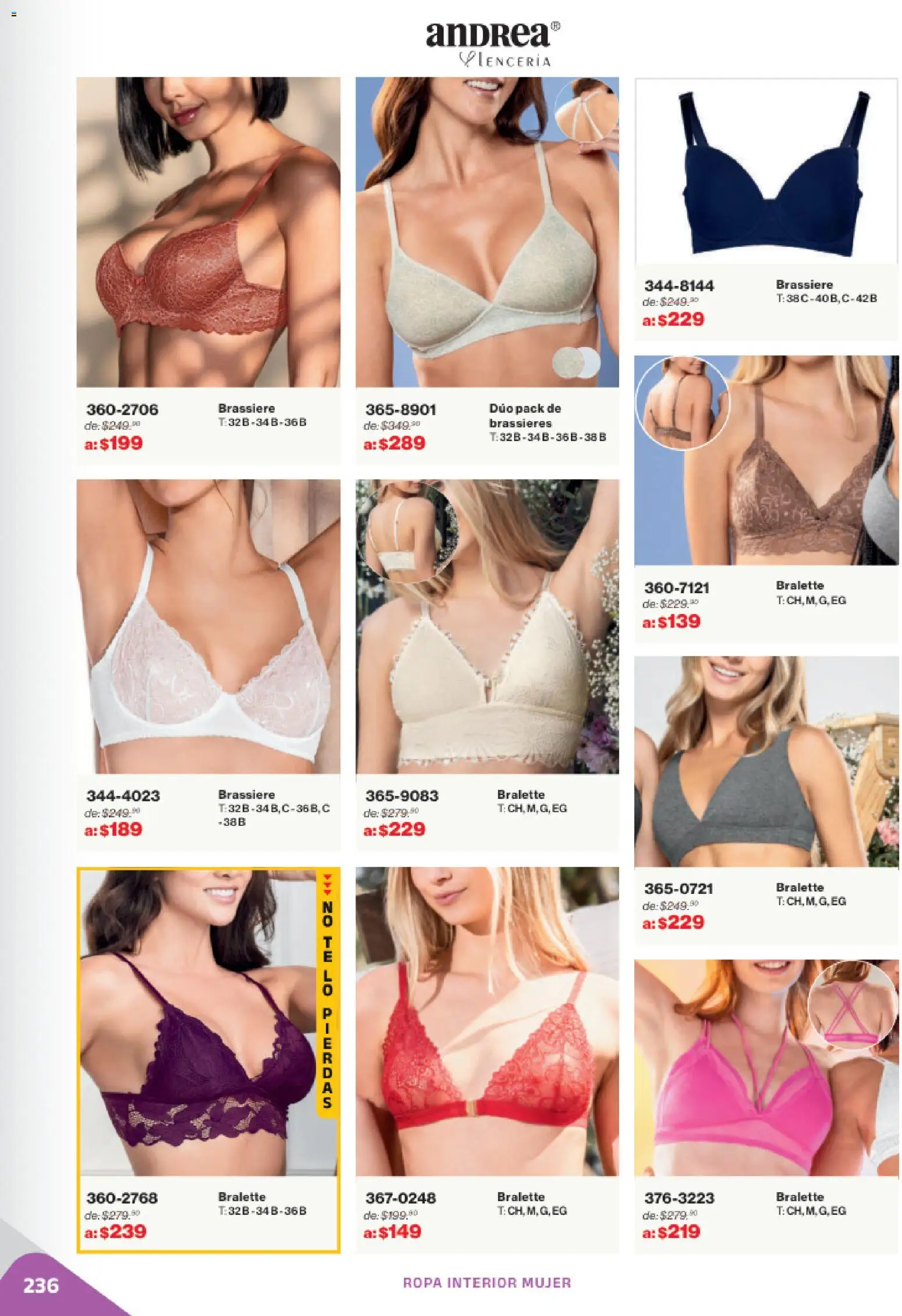 Nuevas ofertas de Andrea válidas en toda la República Mexicana desde el 02.11.2025. ¡Encuentra las mejores ofertas en Andrea catálogo Outlet! | Página: 236 | Productos: Ropa, Ropa interior