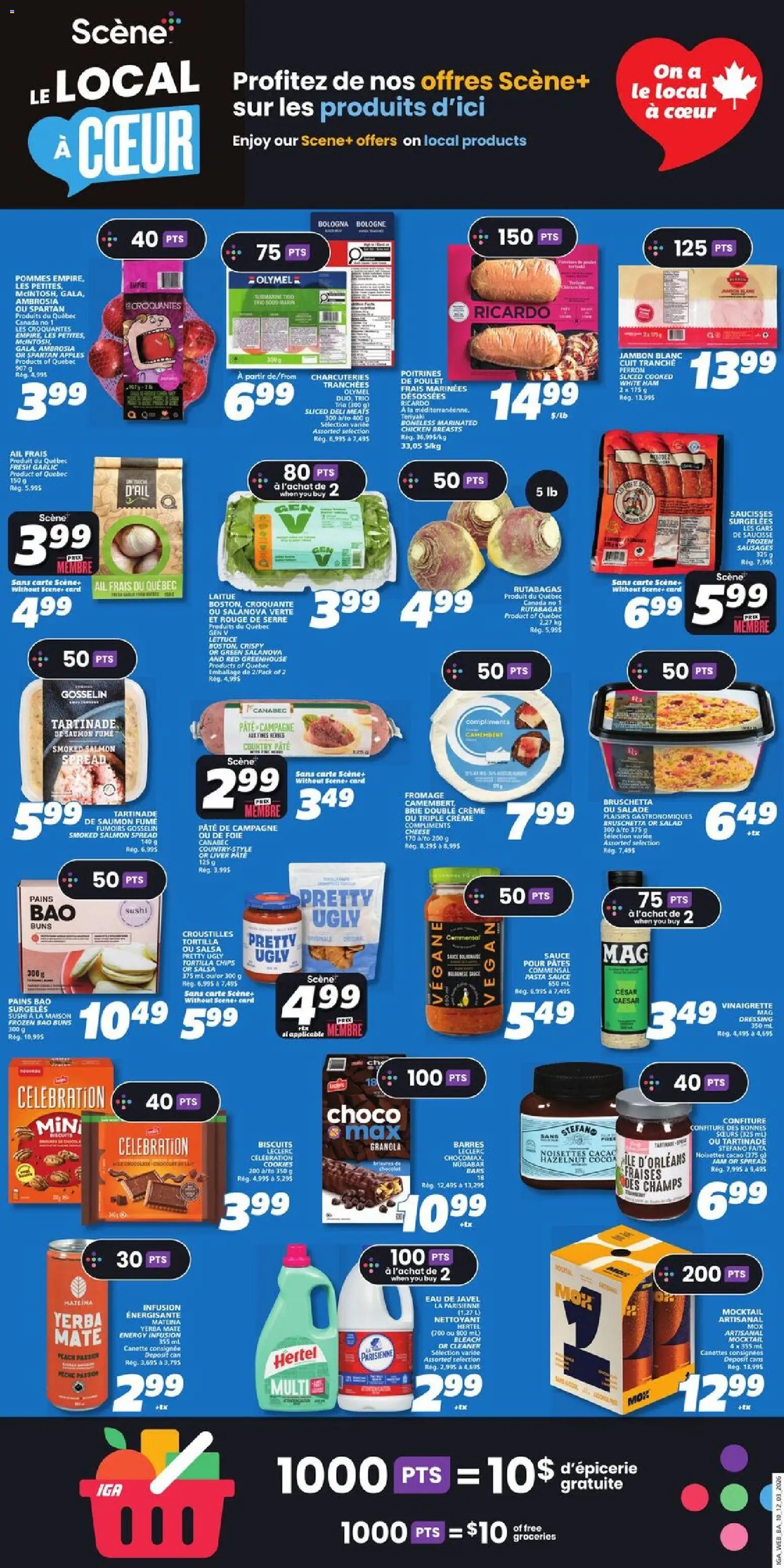 IGA flyer valid from 12.03.2026 | Page: 12 | Products: Pasta, Cookies, Ham, Apples