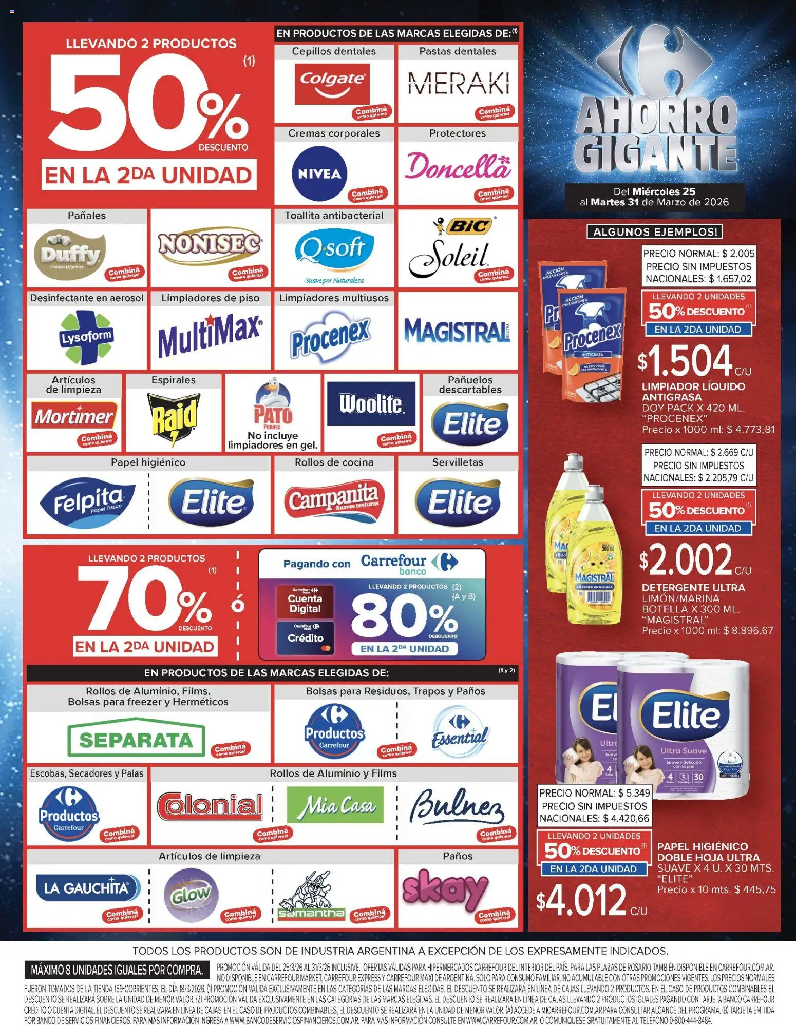 Carrefour - Ofertas AHORRO GIGANTE │ válido desde el 25.03.2026 | Página: 9 | Productos: Teléfono, Antigrasa, Servilletas, Limpiador