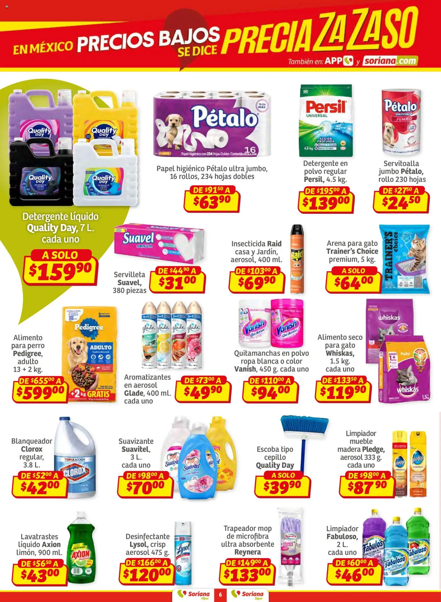 Nuevas ofertas de Soriana válidas en toda la República Mexicana desde el 02.01.2026. ¡Encuentra las mejores ofertas en Soriana - Preciazazaso Híper: Frontera Chih, Coah, Tamaulipas! | Página: 6 | Productos: Pollo, Desinfectante, Papel higiénico, Polvo