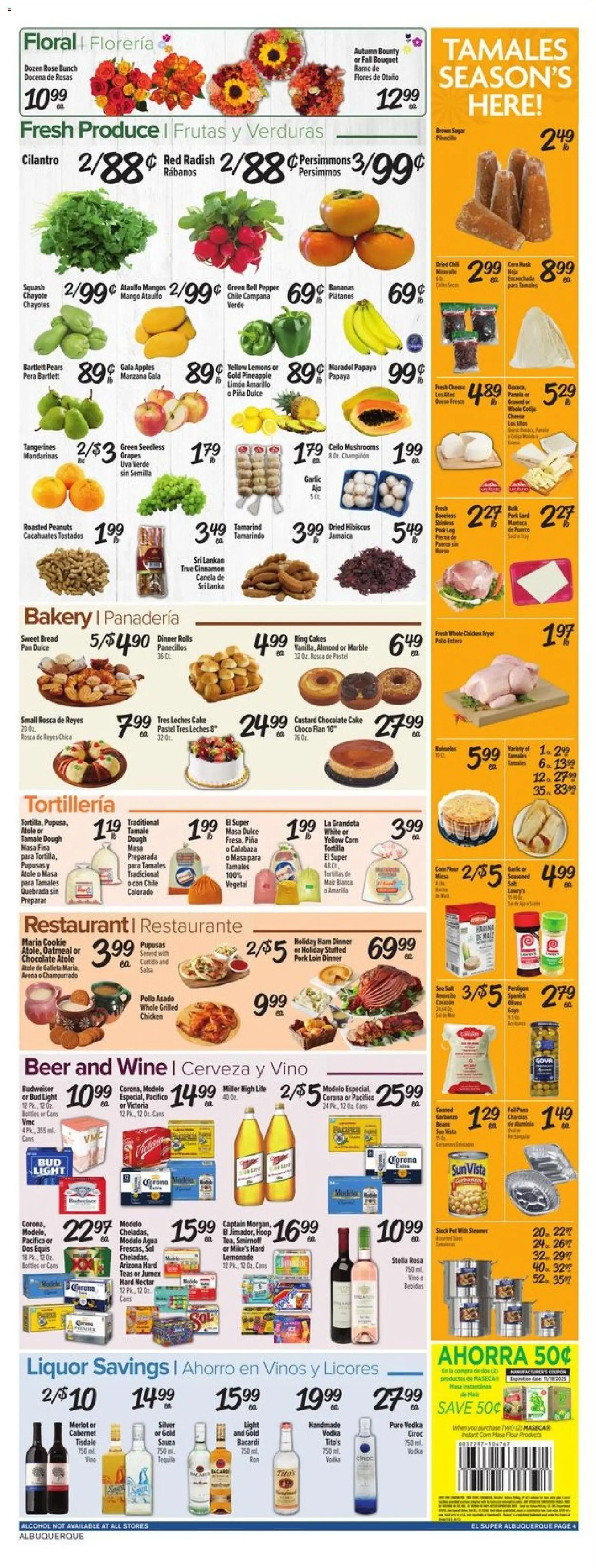 El Super Weekly Ad - NM - valid from 12.11.2025 | Page: 4 | Products: Squash, Mushrooms, Bread, Pork