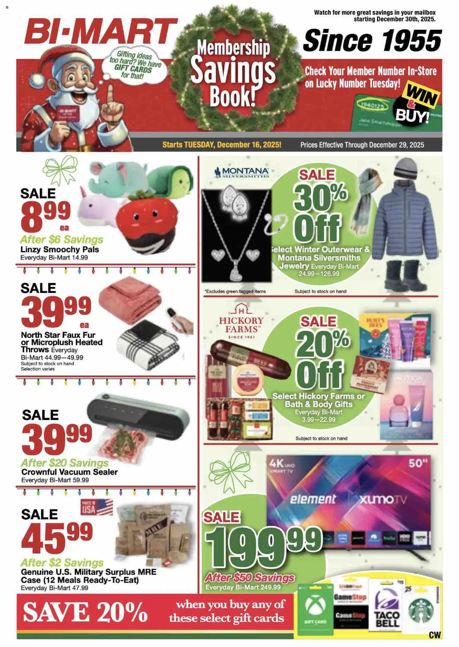 Bi-Mart Membership Savings Book - valid from 16.12.2025 | Page: 1 | Products: Vacuum, Watch, Vacuum Sealer, Case