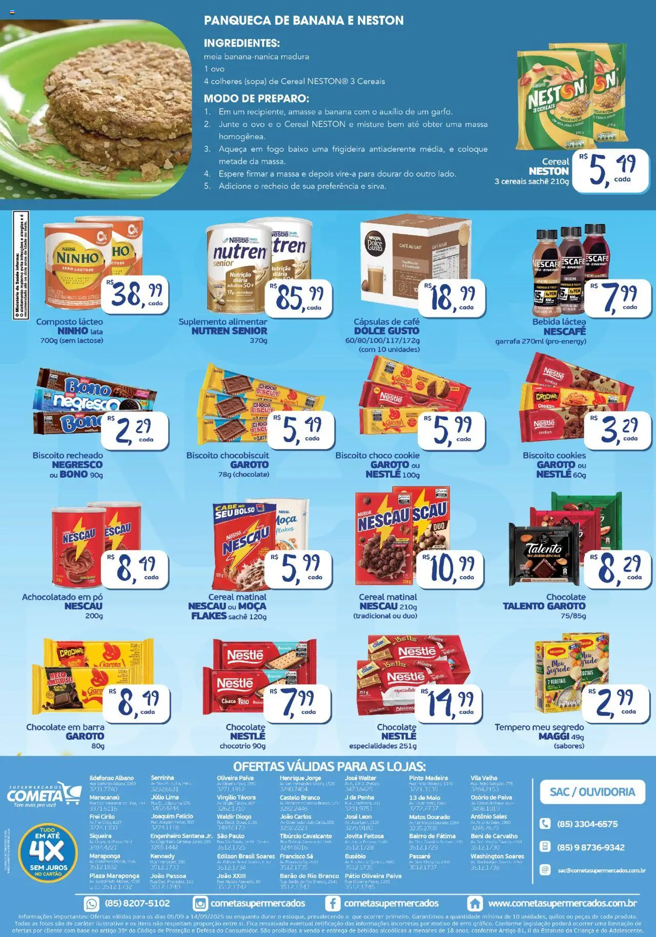 Cometa Supermercados Folheto - válido de 05.09.2025 | Página: 2 | Produtos: Nescau, Maiô, Café, Chocolate