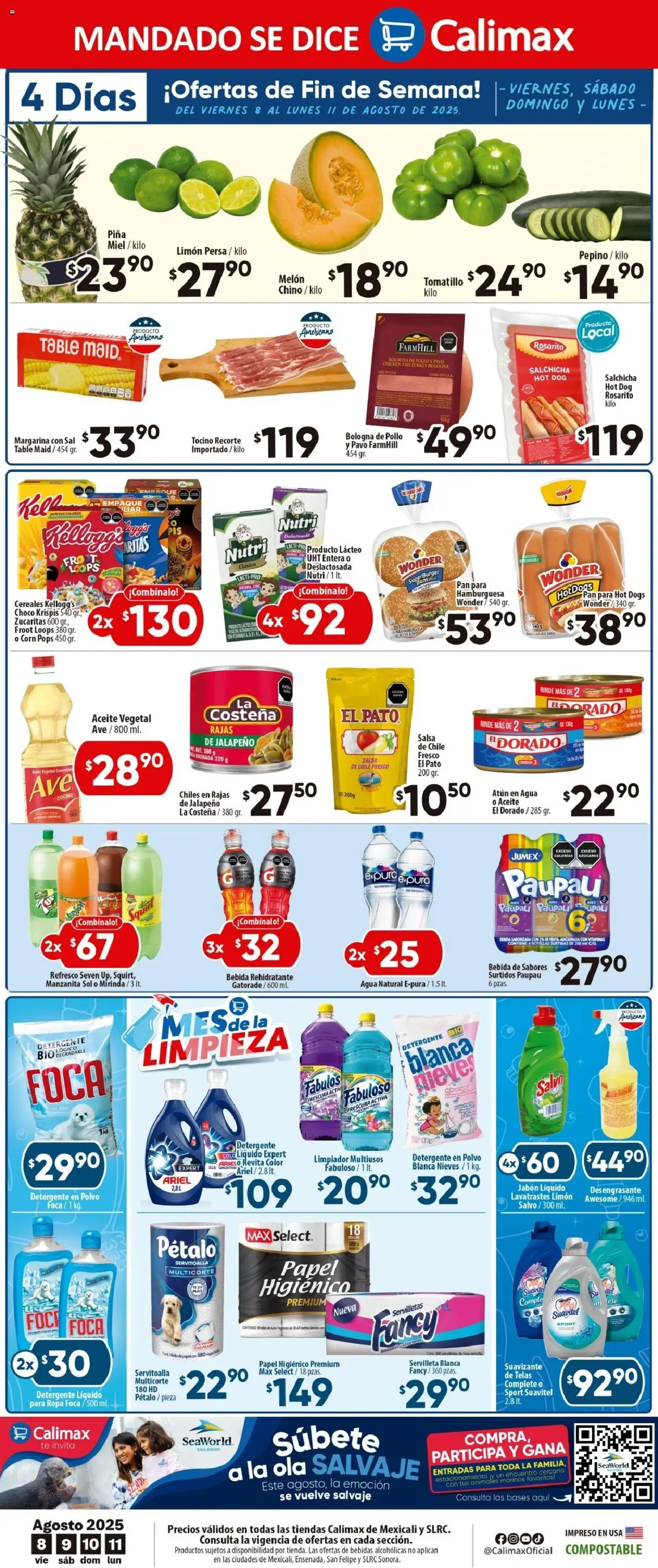 Nuevas ofertas de Calimax válidas en toda la República Mexicana desde el 08.08.2025. ¡Encuentra las mejores ofertas en Calimax - Folleto Mexicali! | Página: 6 | Productos: Salchicha, Desengrasante, Vitaminas, Té
