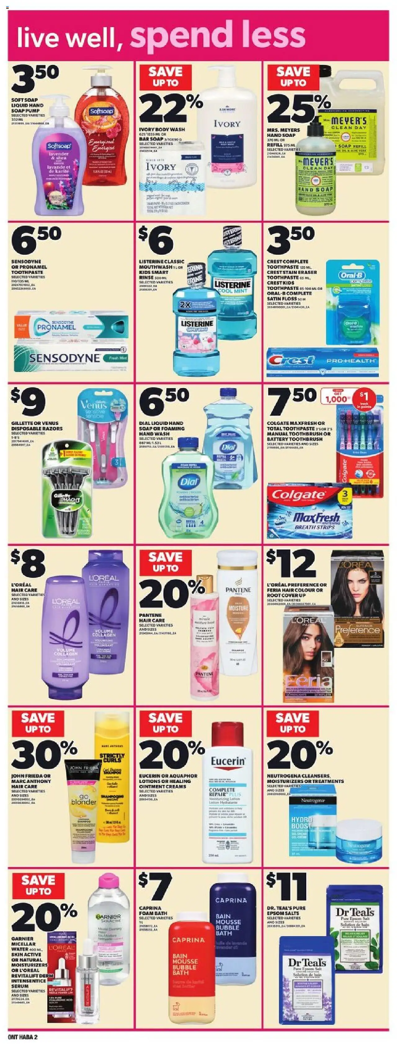 Loblaws flyer valid from 25.09.2025 | Page: 19 | Products: Soap, Bubble bath, Toothpaste, Mouthwash