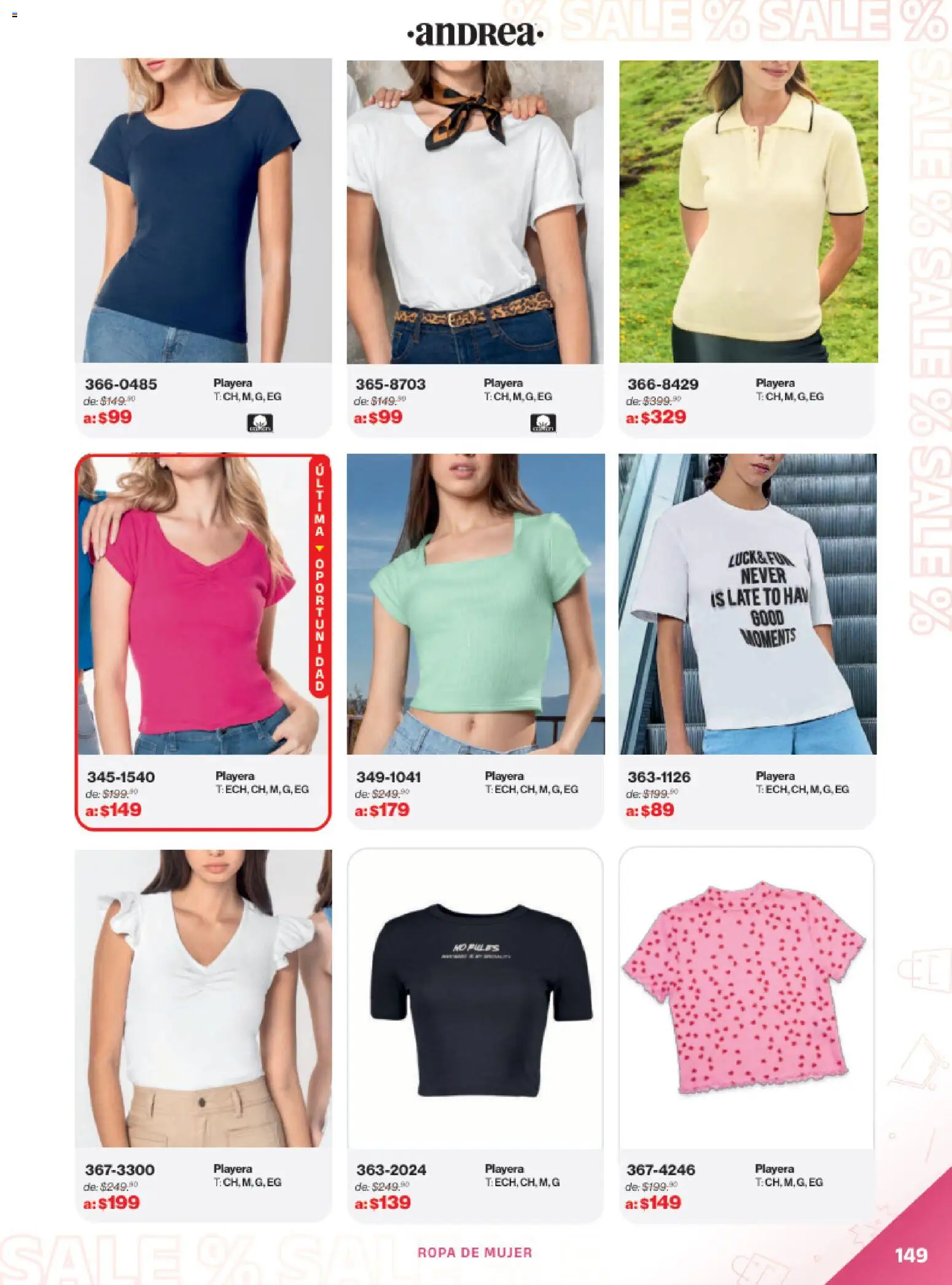 Nuevas ofertas de Andrea válidas en toda la República Mexicana desde el 21.12.2025. ¡Encuentra las mejores ofertas en Andrea catálogo Outlet! | Página: 149 | Productos: Sal, Ropa, Playera